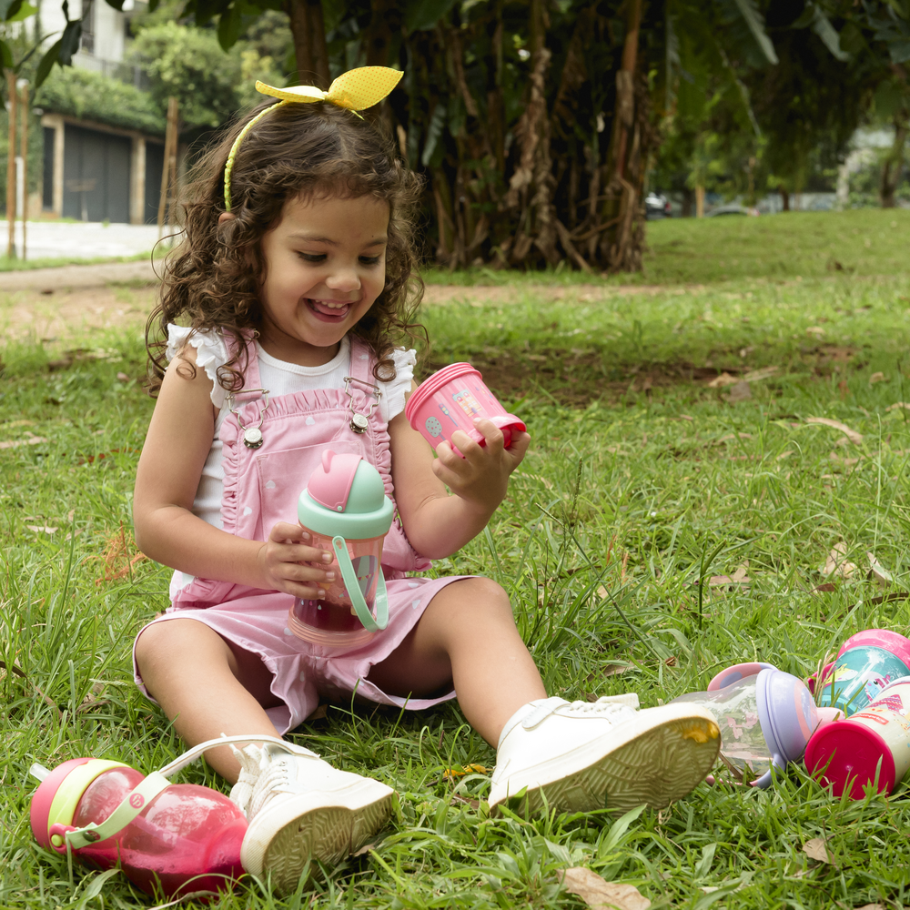 Vaso Porta Snack Fisher Price Playfyl Rosa Sunset BB1013