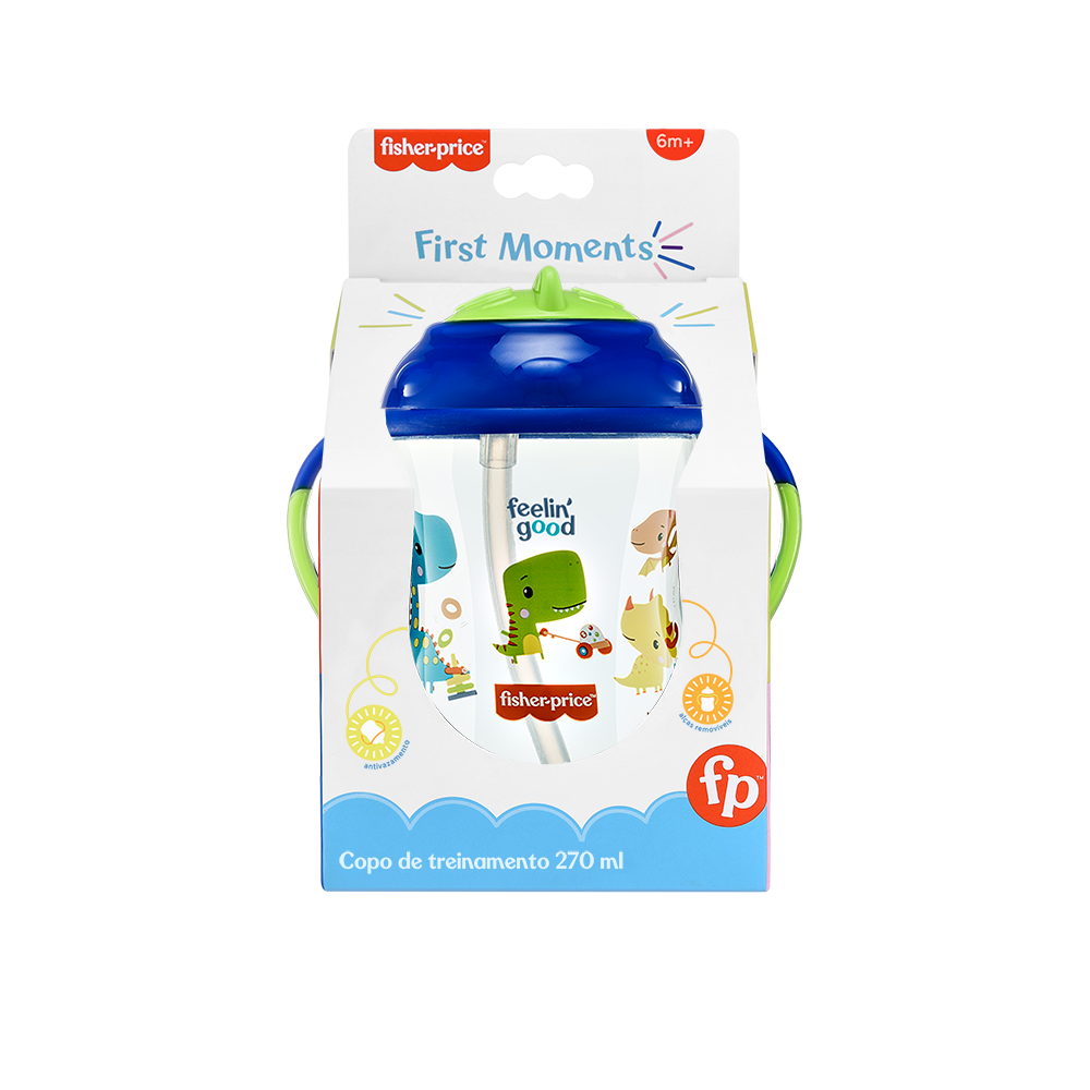 Vaso Con Bombilla First Moments Fisher Price Azul BB1016