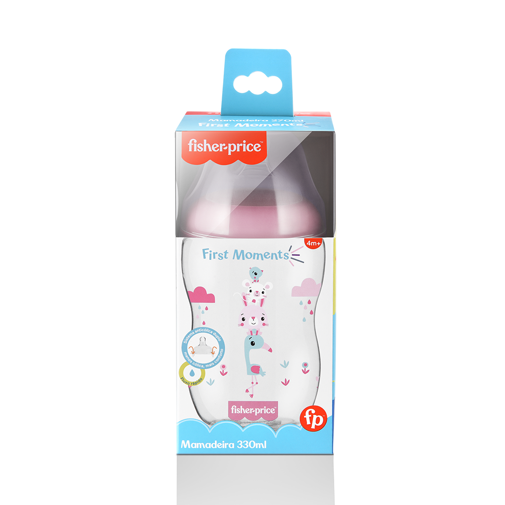 Mamadera  Fisher Price First Moments Boca Ancha 330 ml Rosa