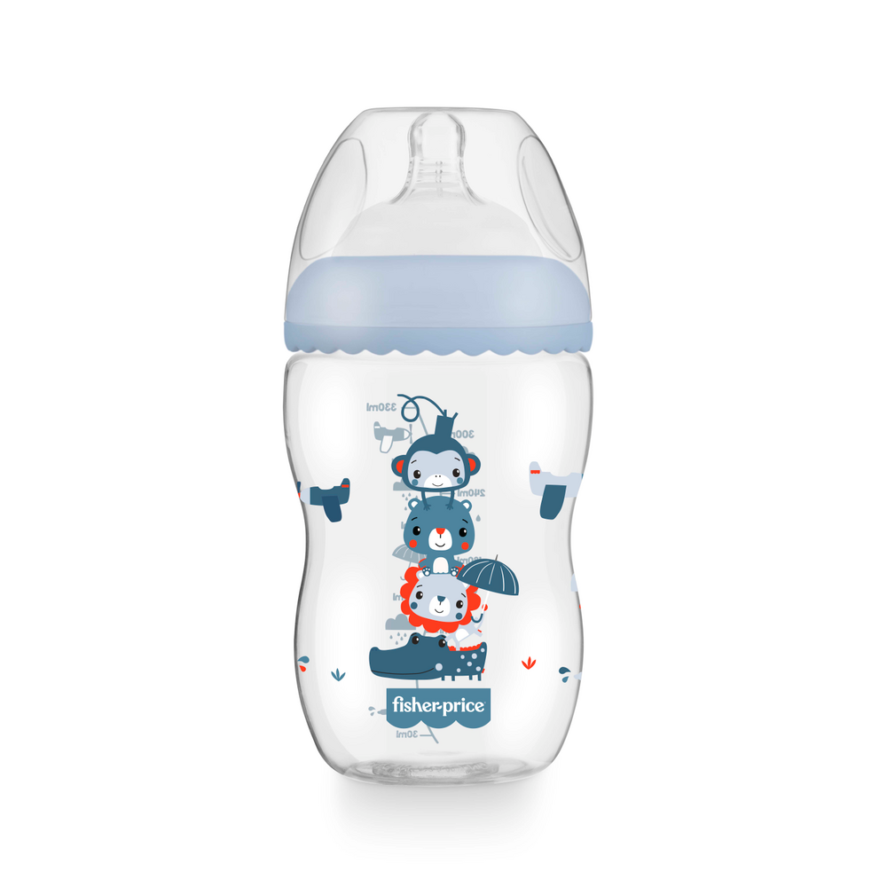 Mamadera  Fisher Price First Moments Boca Ancha 330 ml Azul