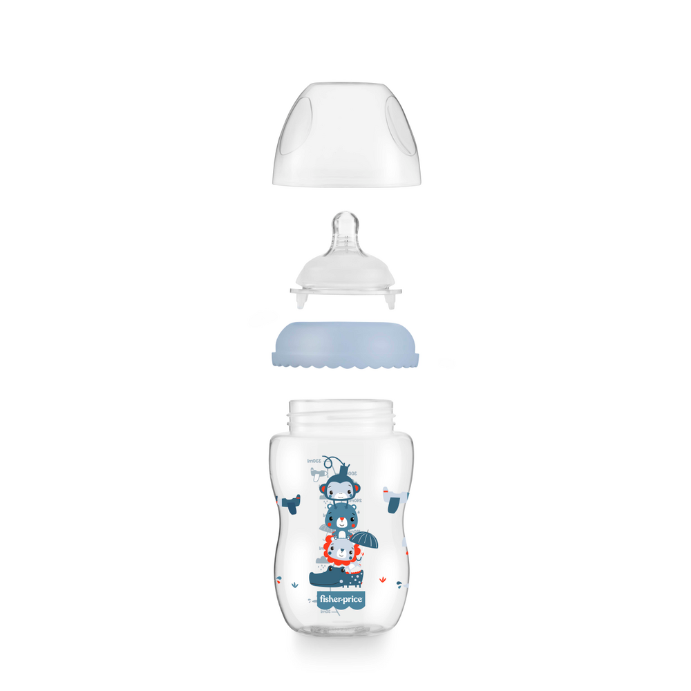 Mamadera  Fisher Price First Moments Boca Ancha 330 ml Azul