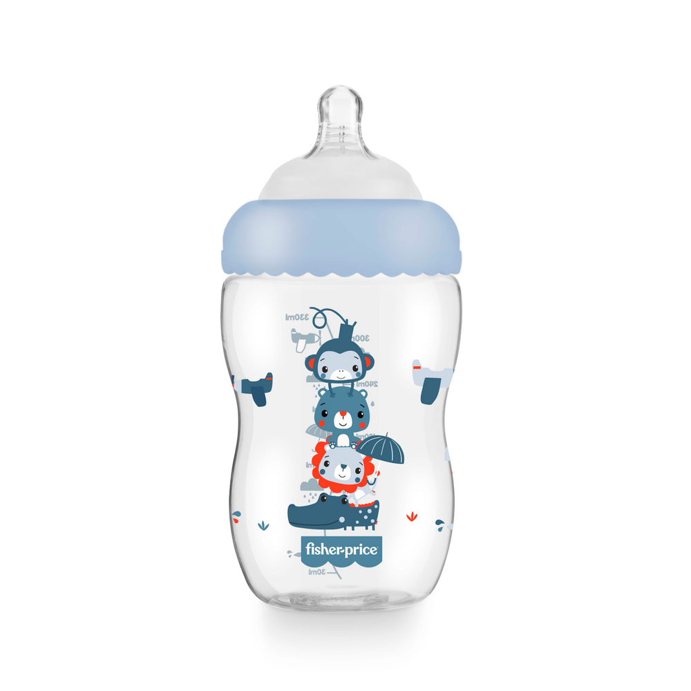 Mamadera  Fisher Price First Moments Boca Ancha 330 ml Azul