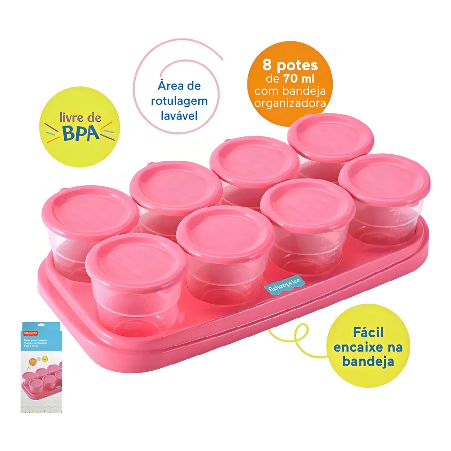 Potes para Congelar Papilla Bandeja 8 Fisher Price Rosado