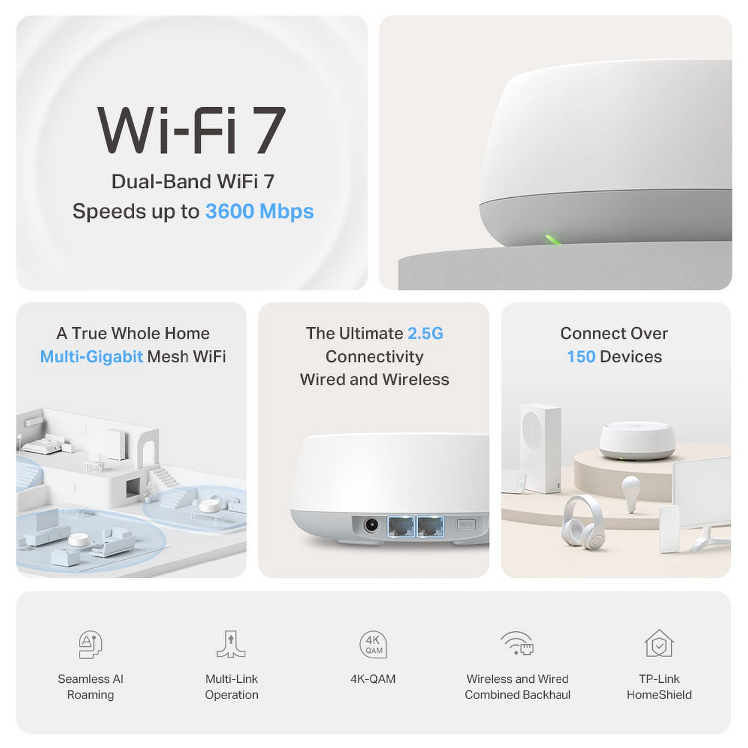 Sistema Wi-Fi 7 Mesh Tp-link Deco BE25 3-pack BE5000