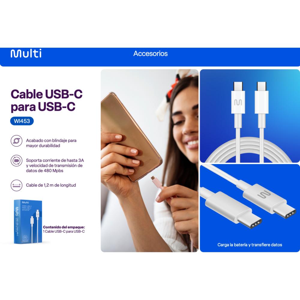 Cable USB Tipo C / Tipo C Multilaser 1.2M WI453 7908414493223 by Multilaser | New Horizons