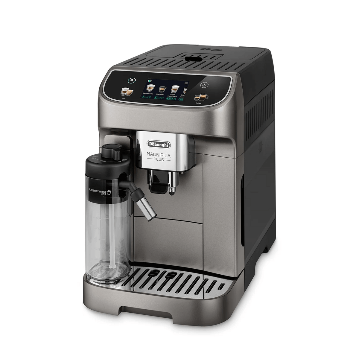 Cafetera DeLonghi Magnifica Plus con Café Nosso Grano 250g, máquina de café superautomática con pantalla táctil.