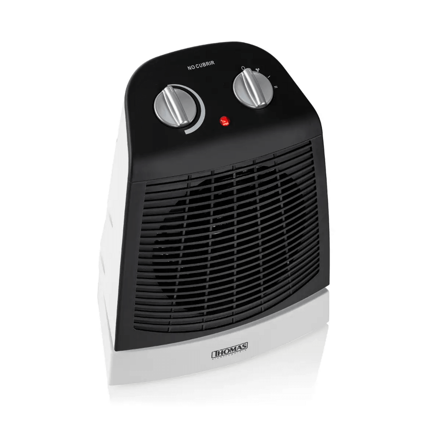 Calefactor Termoventilador Thomas 2000W Termostato TH-FH31 en color negro y blanco, con controles ajustables.