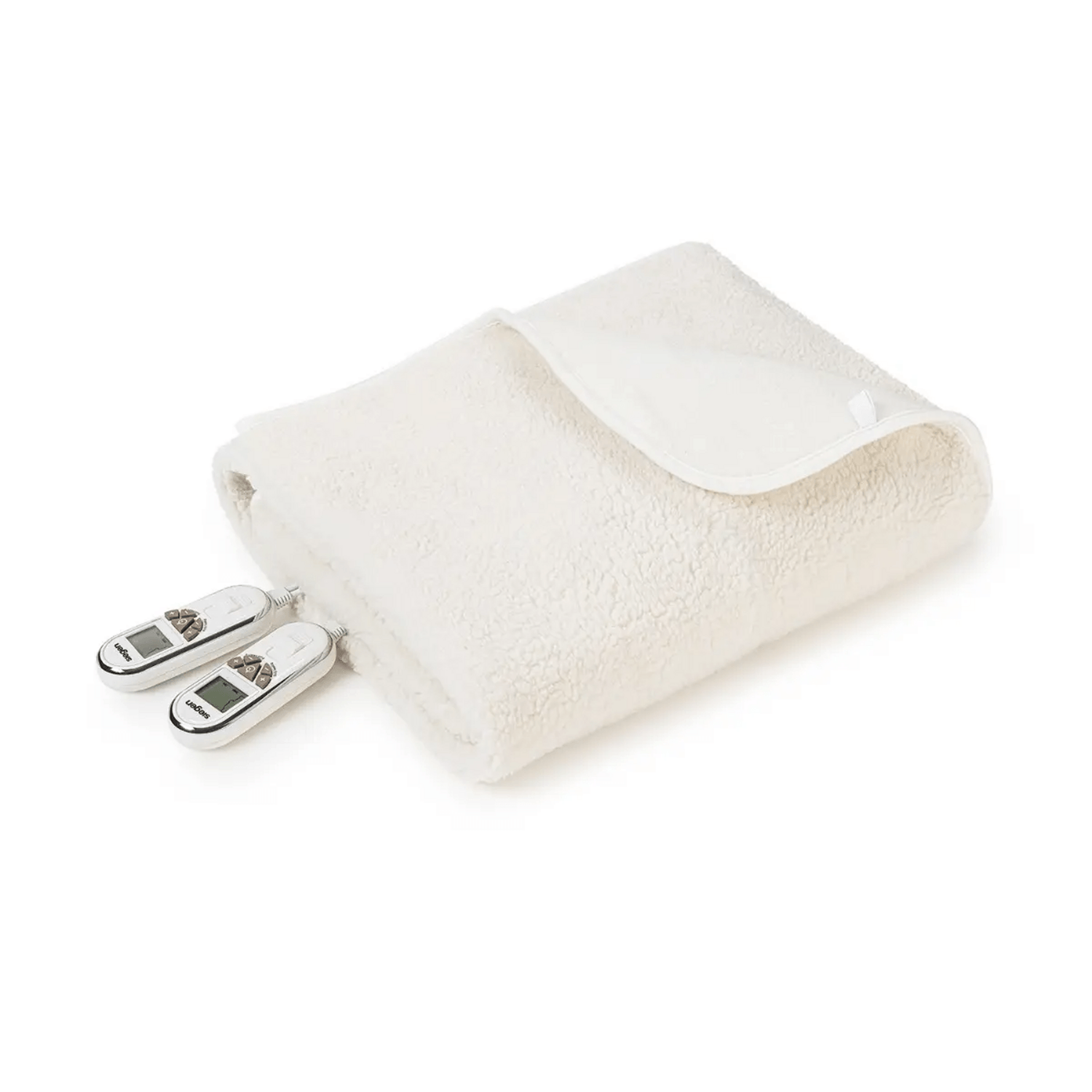Calienta Cama Siegen 2 Plazas Chiporro 9 Temp 60 W SG-5351 en color crema, mostrando el control remoto.