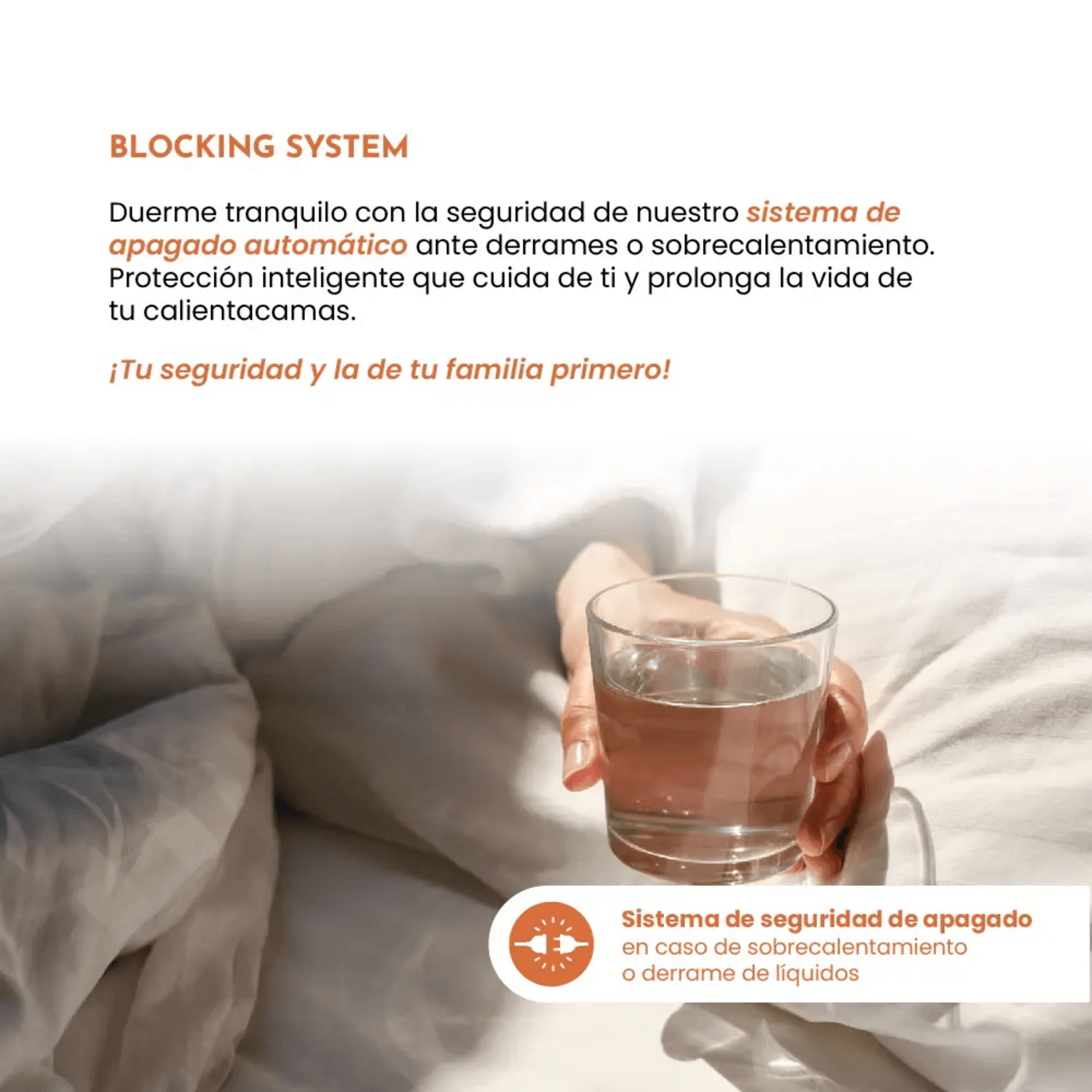 Calienta Cama Siegen 1 Plaza 60 W Lavable 3 Temp SG-5010 con sistema de apagado automático y protección de seguridad.
