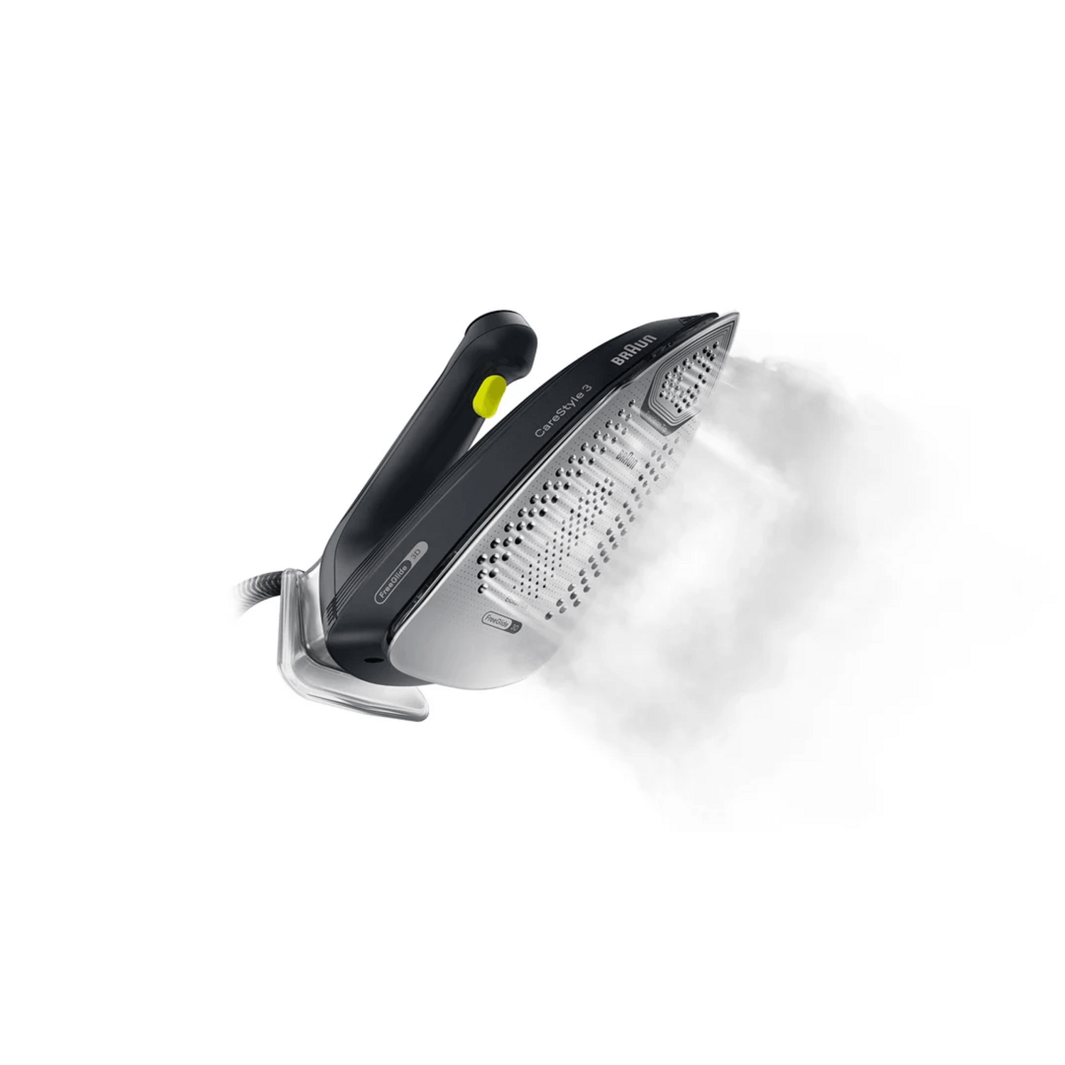 Centro de Planchado Braun CareStyle 3 Pro 7,5 Bar 500g min emitiendo vapor para un planchado eficiente.