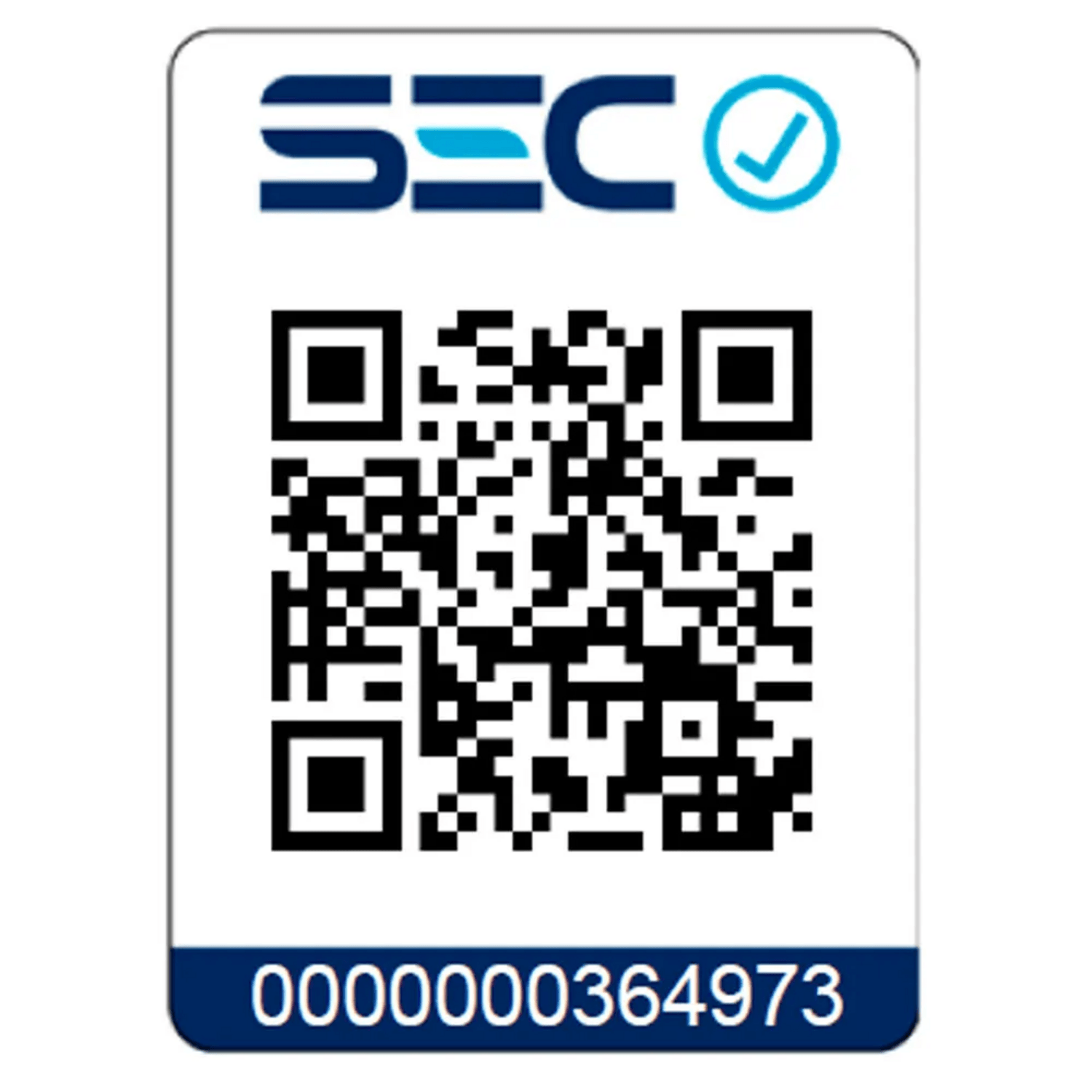 Código QR de verificación SEC con número 0000000364973 para acceso o validación.