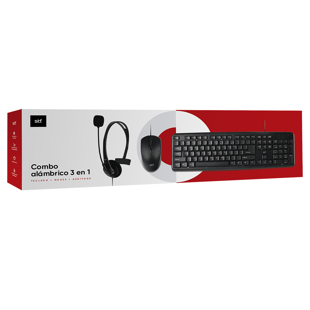 Combo Alambrico 3 en 1 STF Teclado Mouse y Audifono 7503032380032 by STF | New Horizons