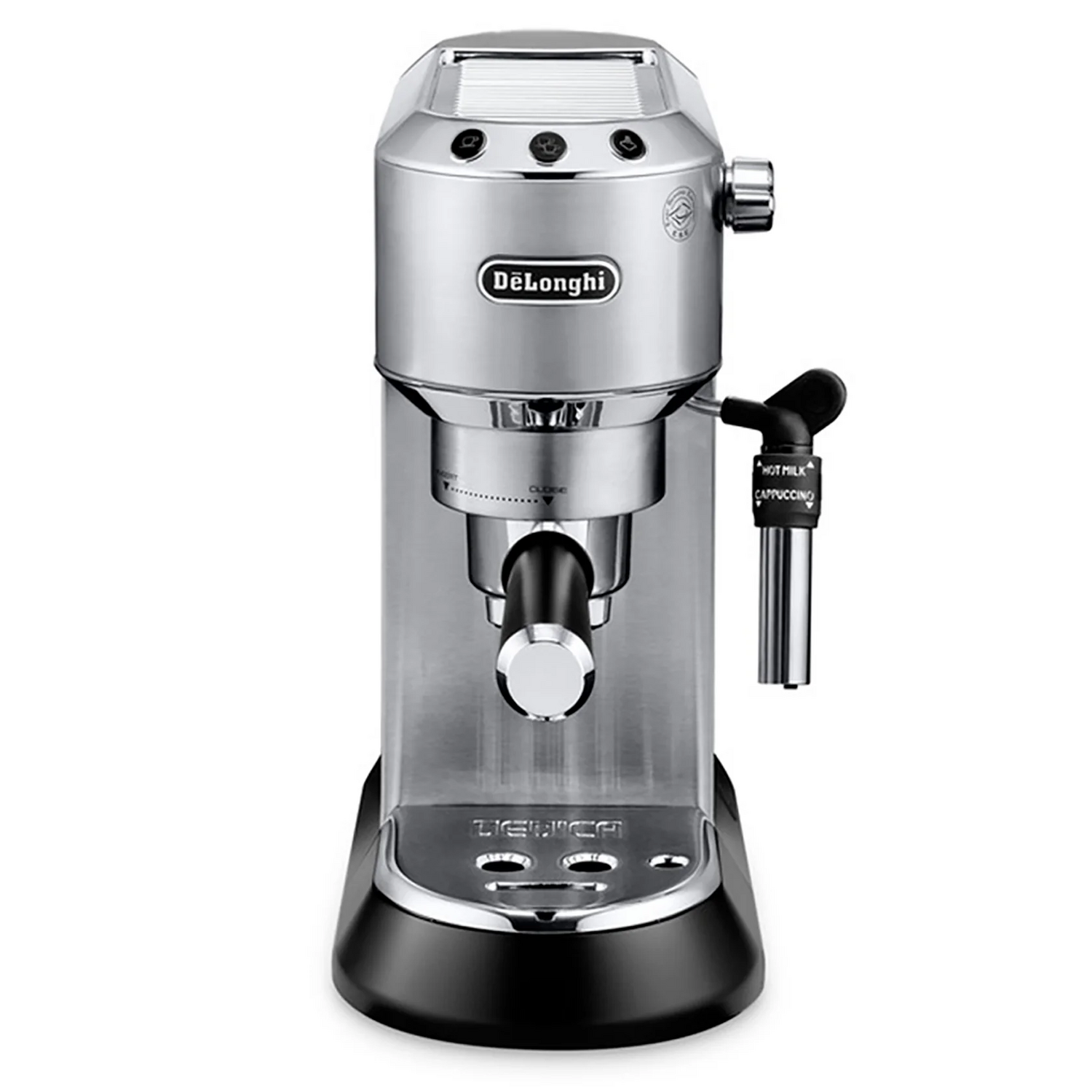 Cafetera DeLonghi Espresso Dedica Style Metal con diseño elegante y compacto, ideal para preparar café en casa.