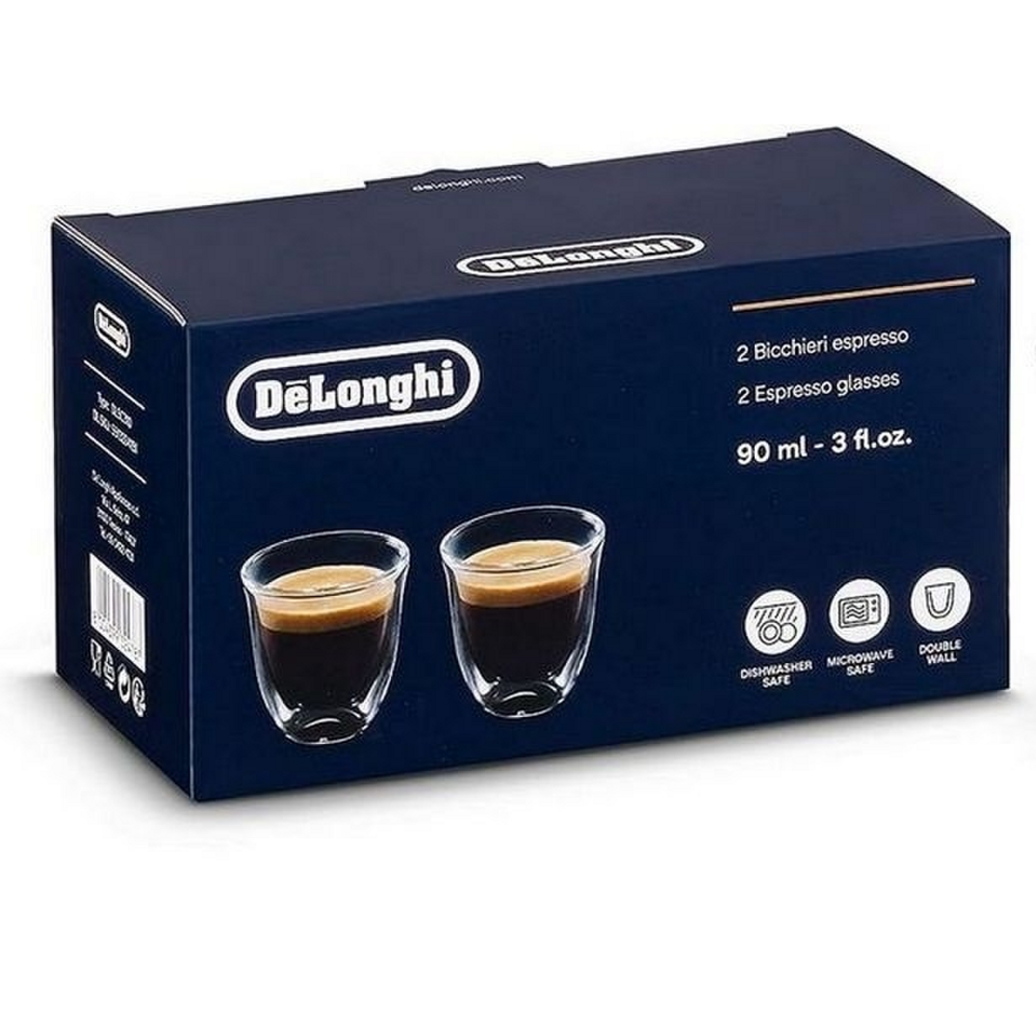 Set Vasos Cafe Espresso DeLonghi 2 Unidades 90 Ml