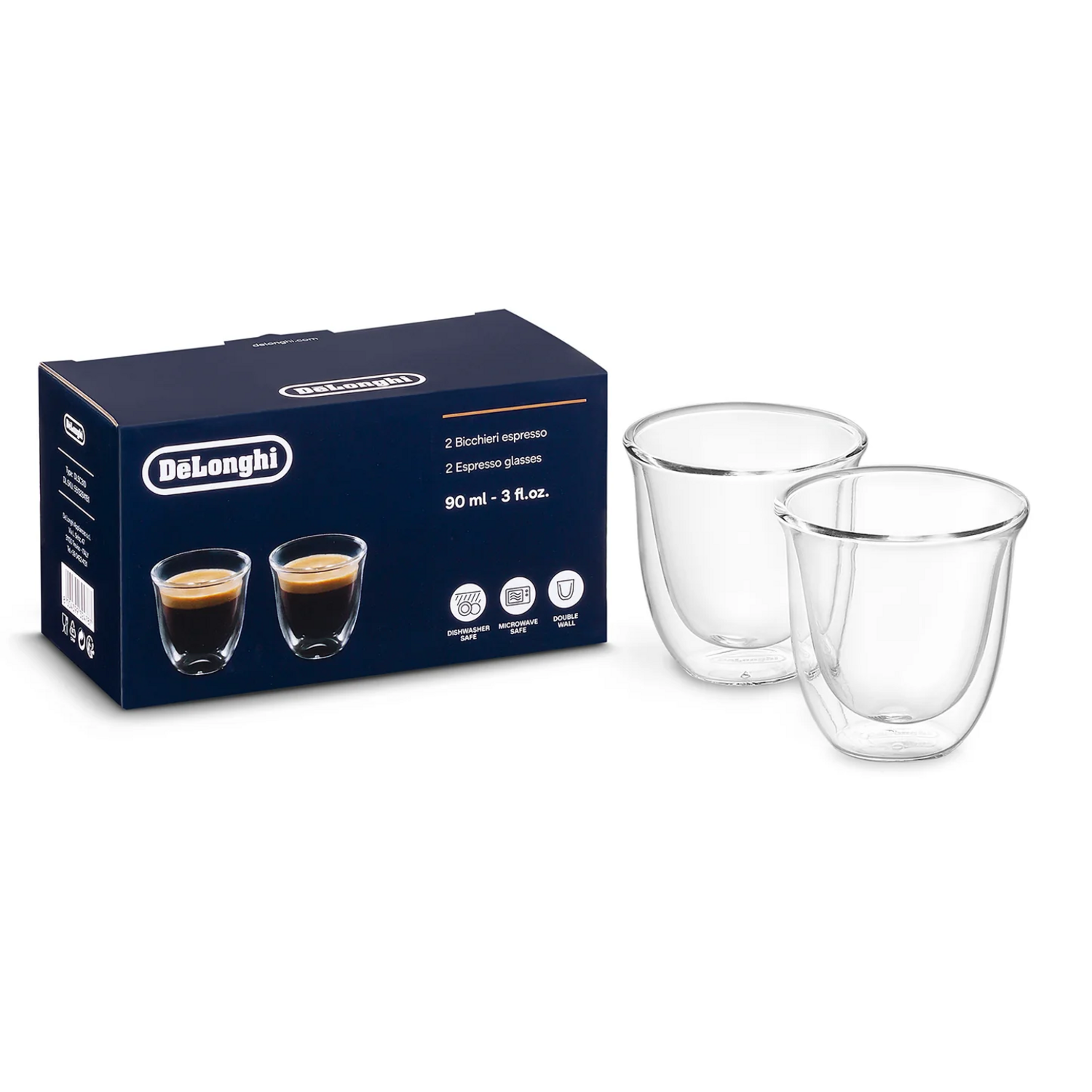 Set Vasos Cafe Espresso DeLonghi 2 Unidades 90 Ml