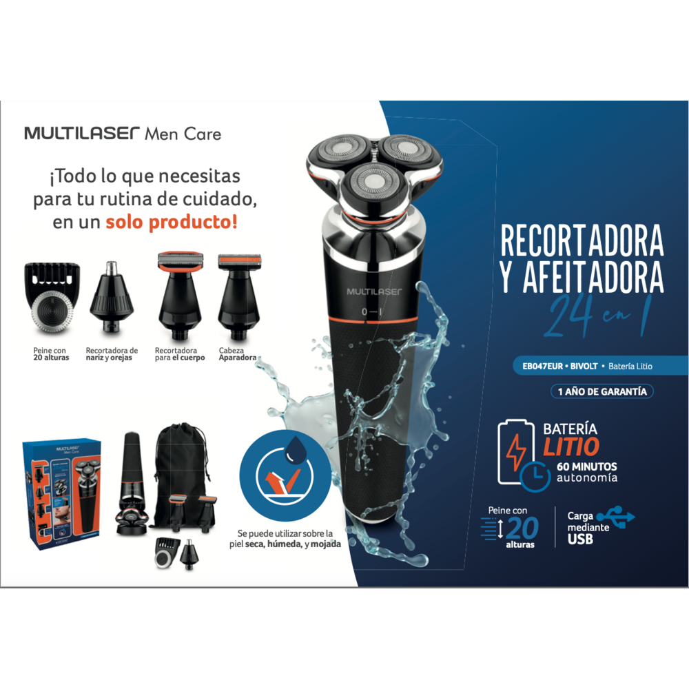 Rasuradora y Afeitadora Multilaser 24 en 1 EB047