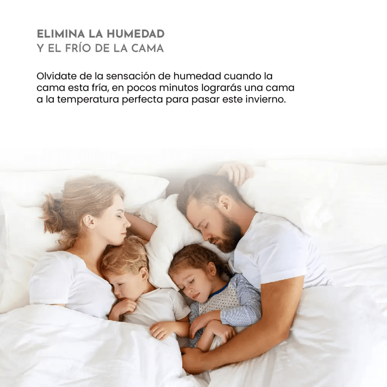 Familia disfrutando del Calienta Cama Siegen 2 Plazas Chiporro 9 Temp 60 W SG-5351, manteniéndose cálidos en invierno.