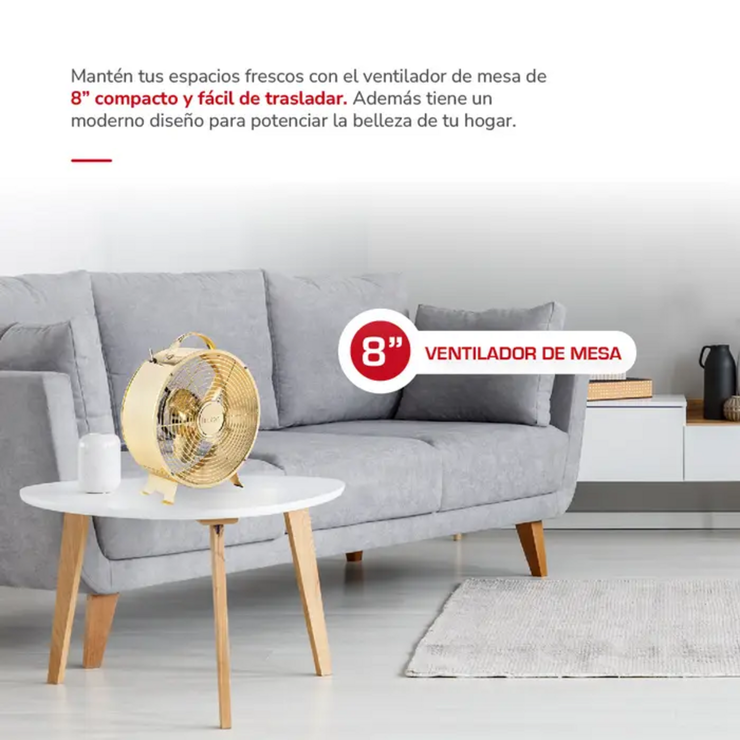 Ventilador Thomas 20 Cm Dorado Vintage 25W Bajo Consumo