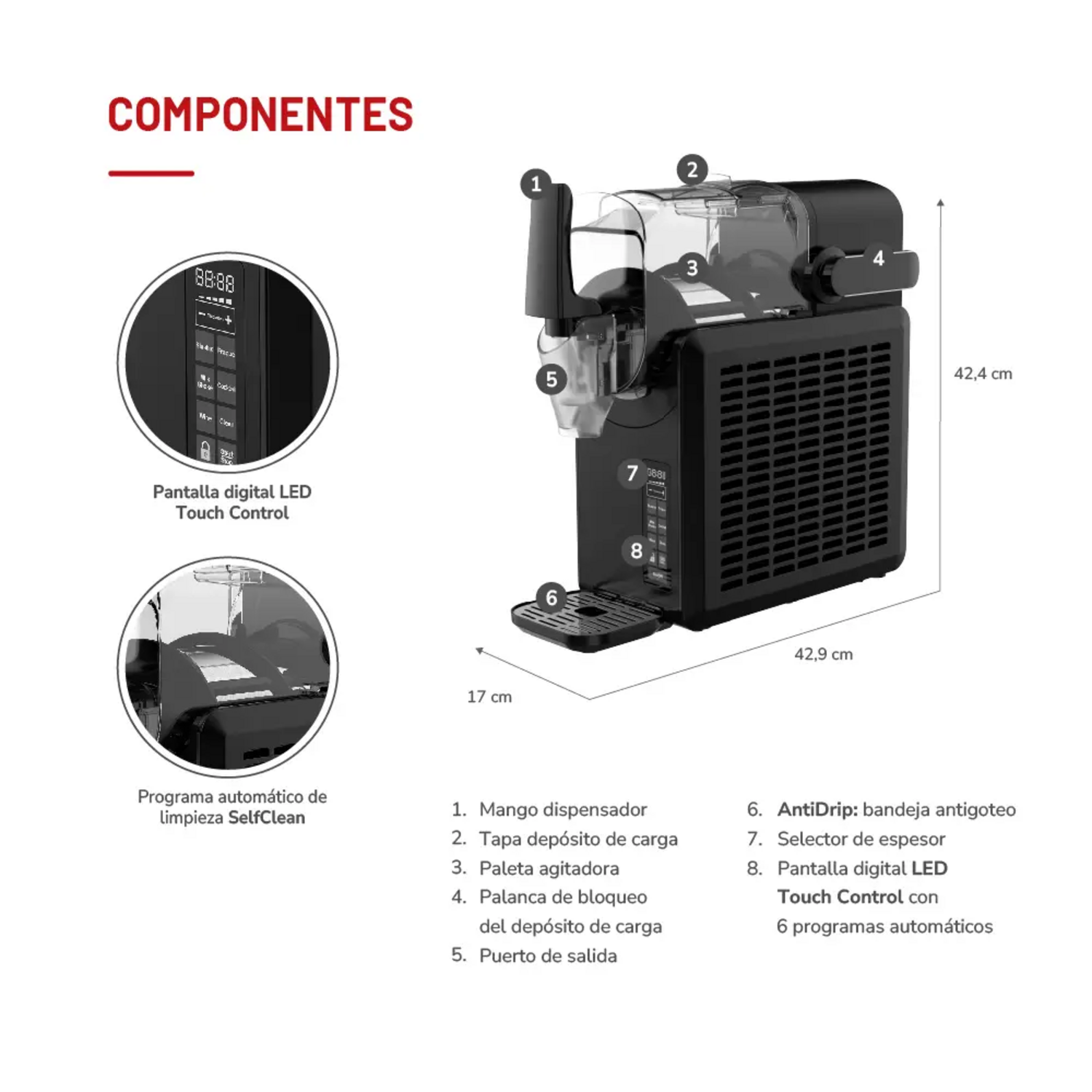 Máquina Granizados Thomas TH-SM26DN 2.6L Sin Hielo Autolimp
