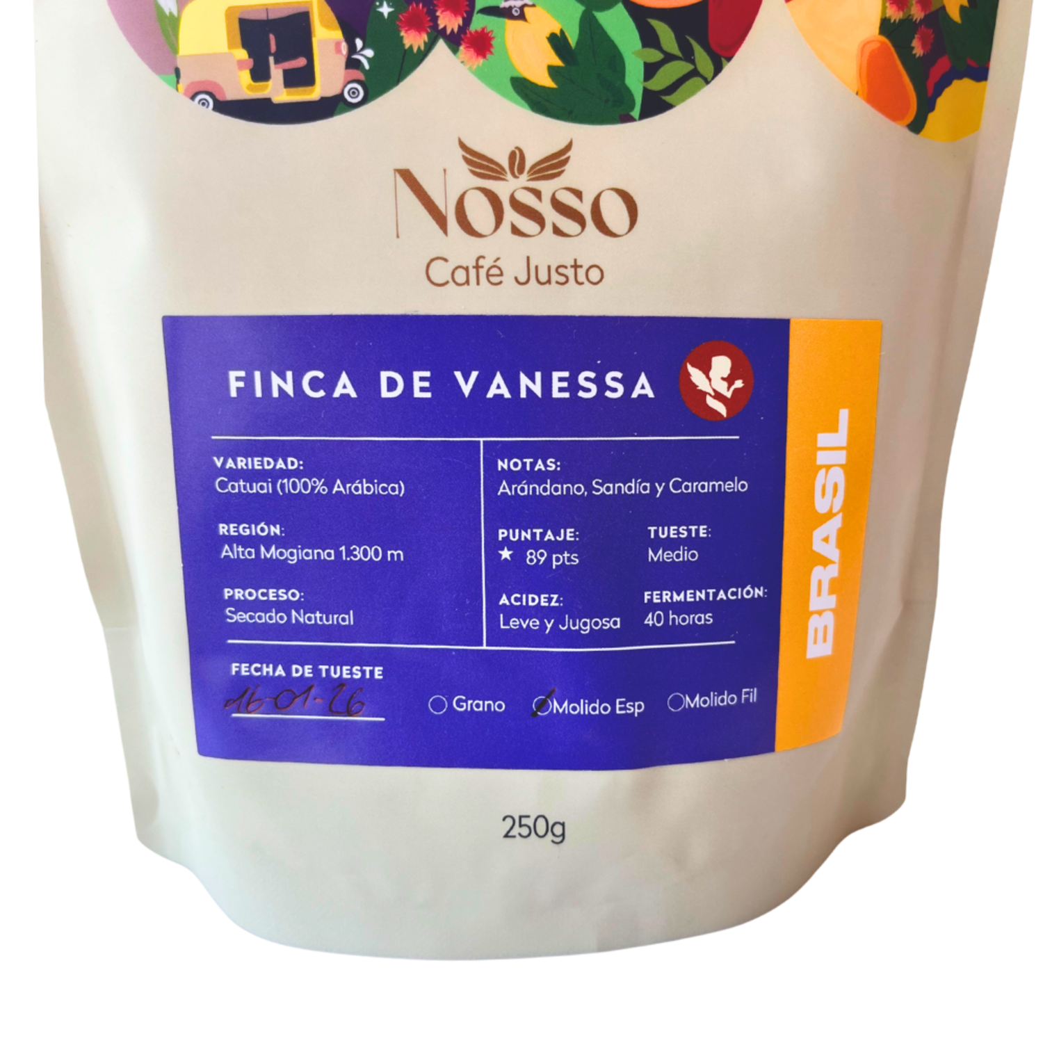 Cafe Molido Espresso Nosso Café Justo Finca Vanessa 250g