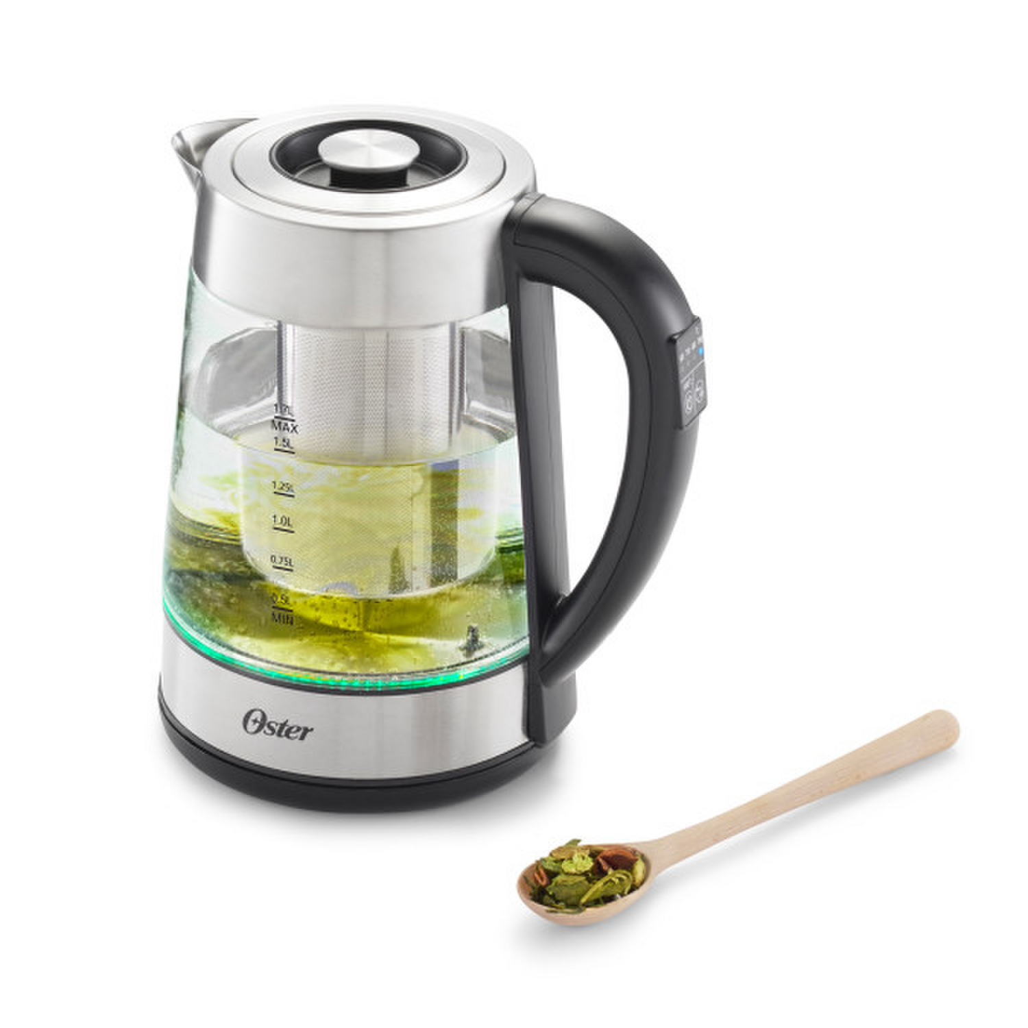 Hervidor Oster Vidrio 1.7L Infusor Té Control Temperatura