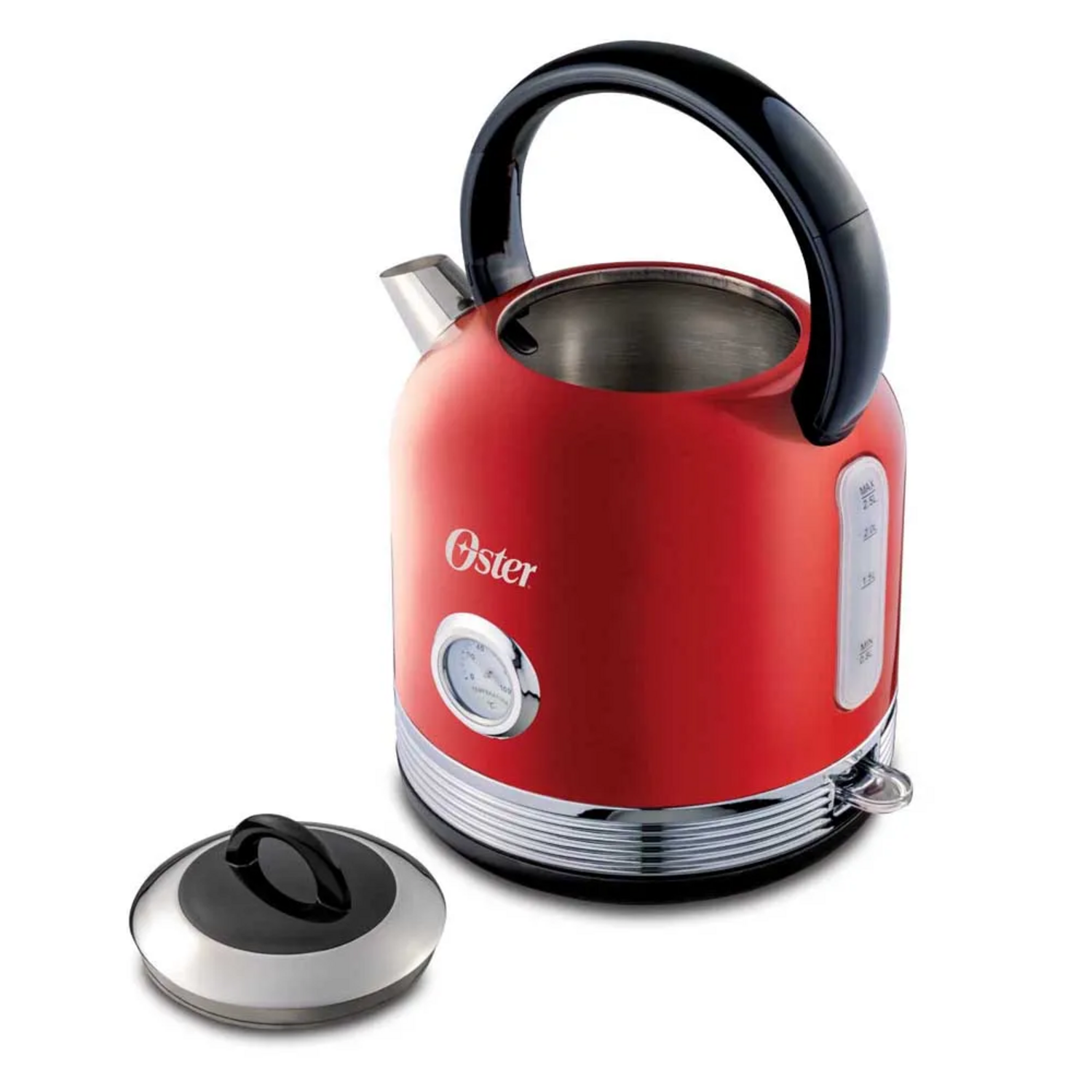 Hervidor Oster Rojo 2,5L Tipo Tetera con Termómetro Acero
