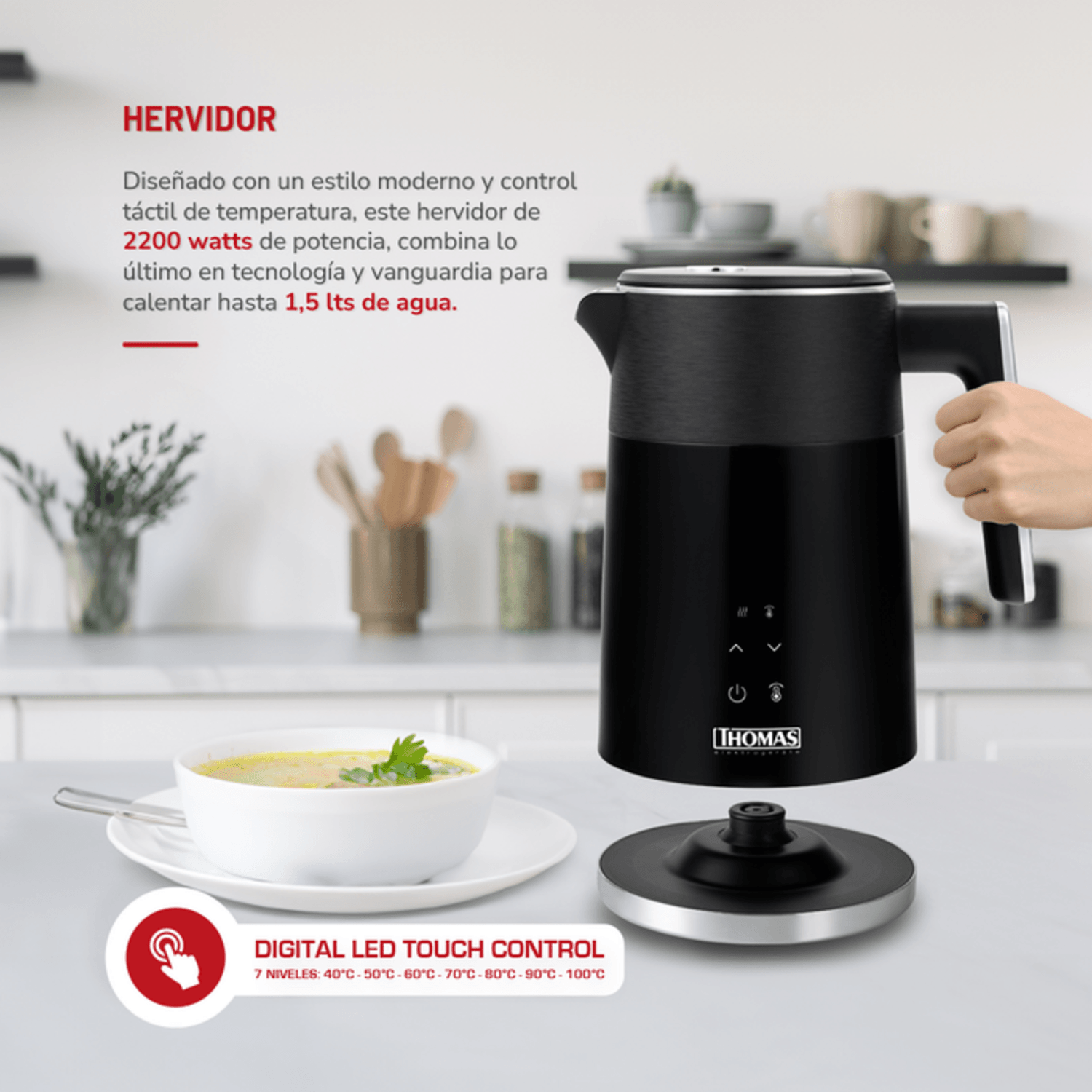 Hervidor Thomas TH-6220DN 1.5L Control Temperatura