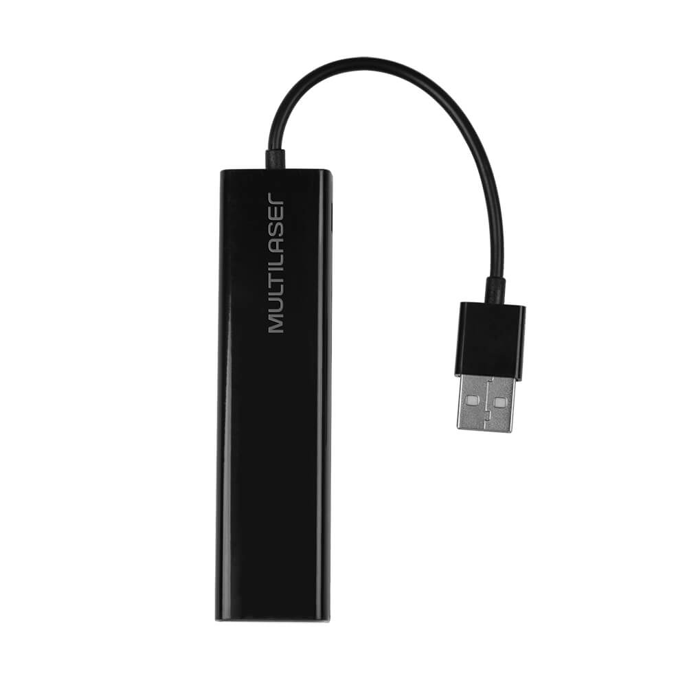 Hub USB 2.0 + Red RJ45 Multilaser Negro AC304 7899838822181 Hub by Multilaser | New Horizons