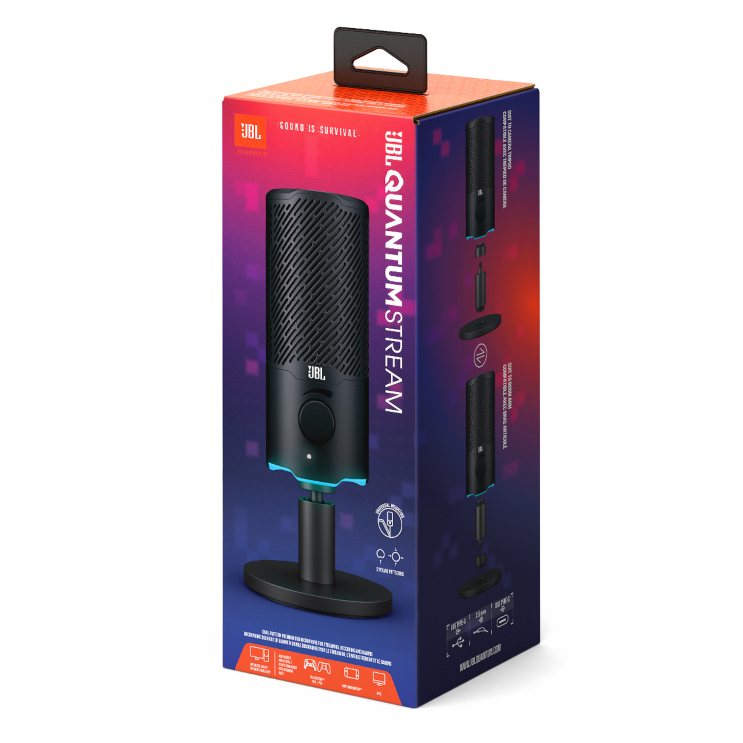 Microfono JBL Quantum Stream USB Gamer Podcast Premium Negro
