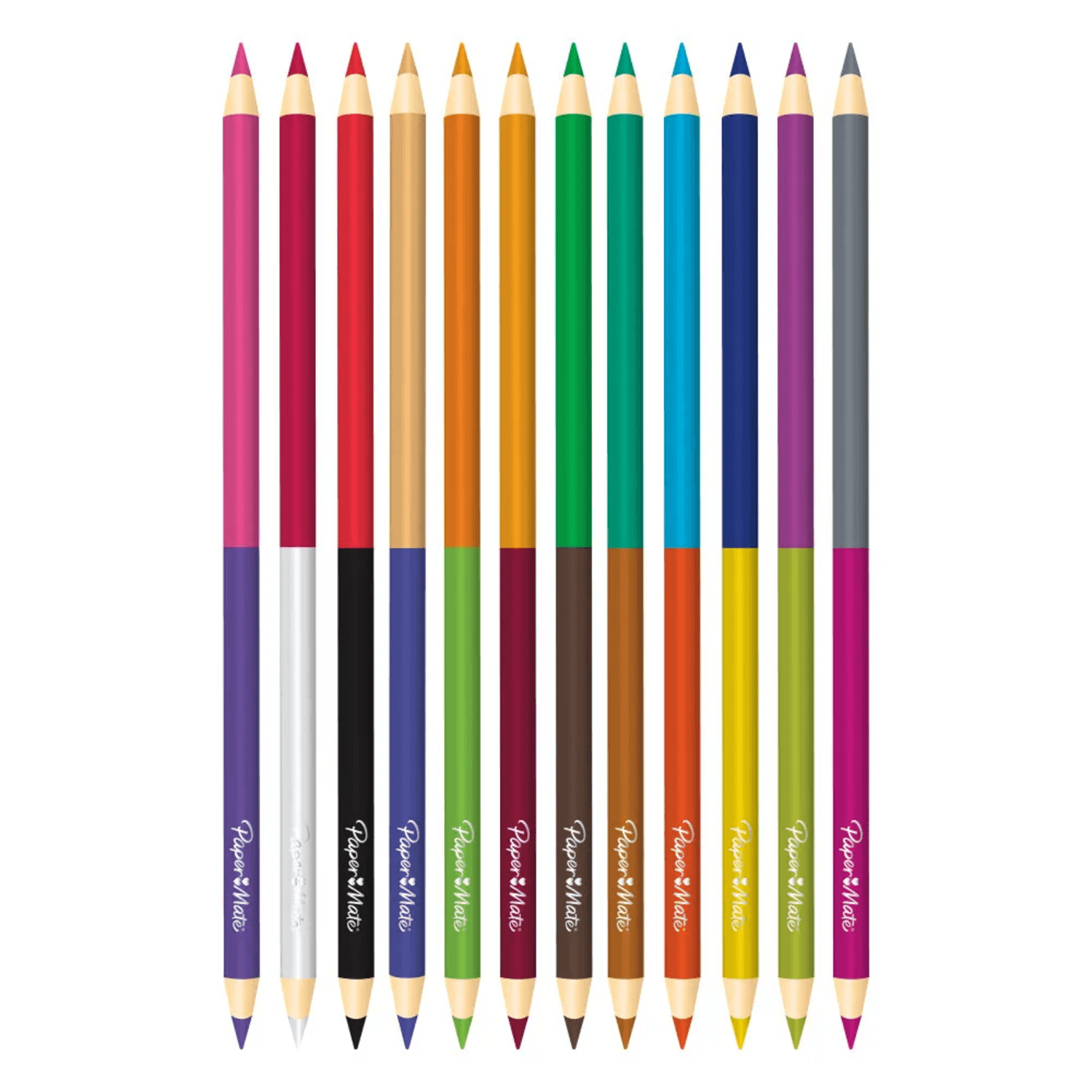 Lápices Colores PaperMate Redondos 12 Unidades Doble Punta