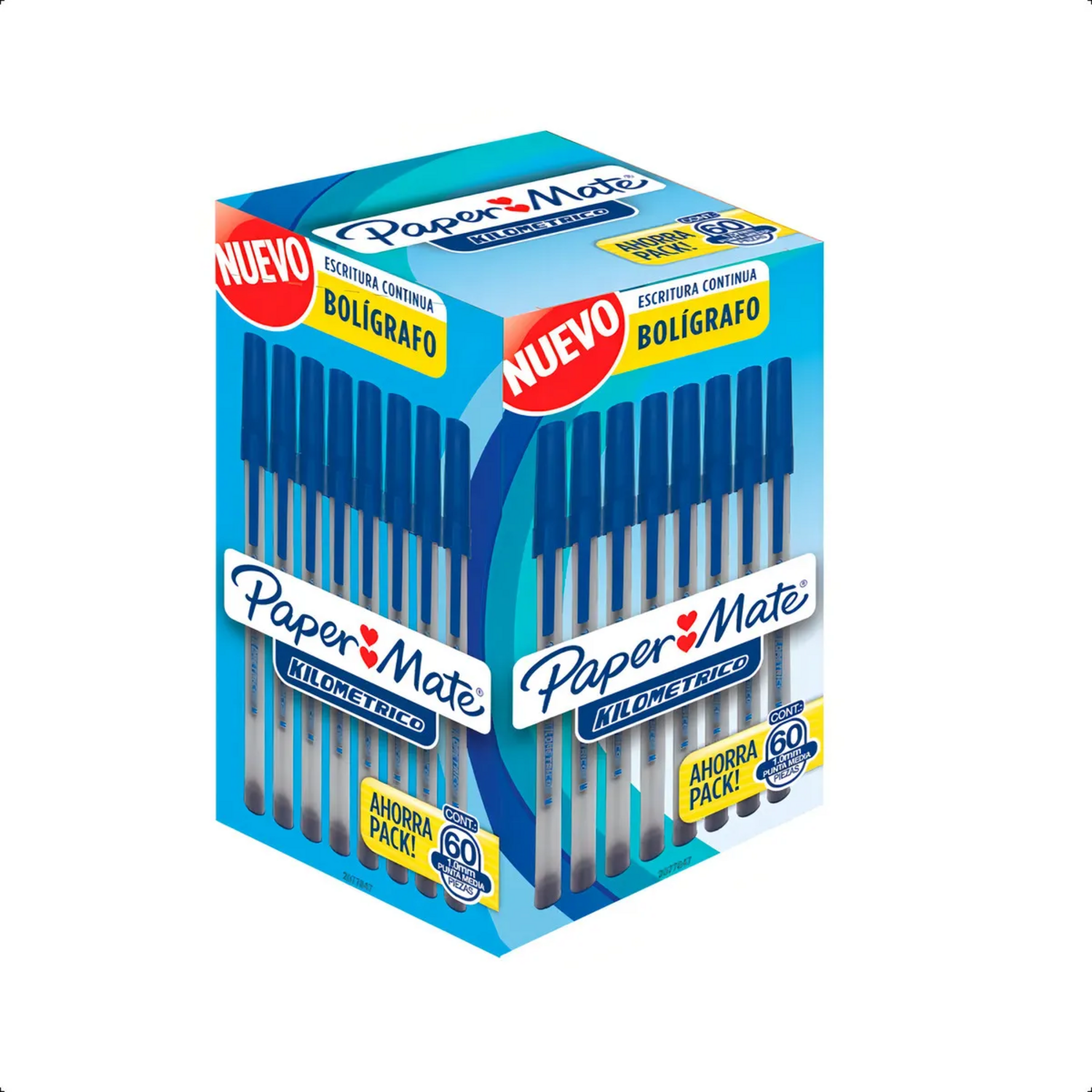 Caja 60 Bolígrafos PaperMate Económico Kilométrico Azul