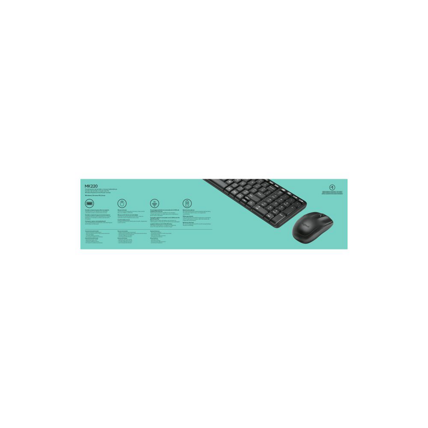 Kit Teclado y Mouse Logitech Inalambrico Compacto MK220