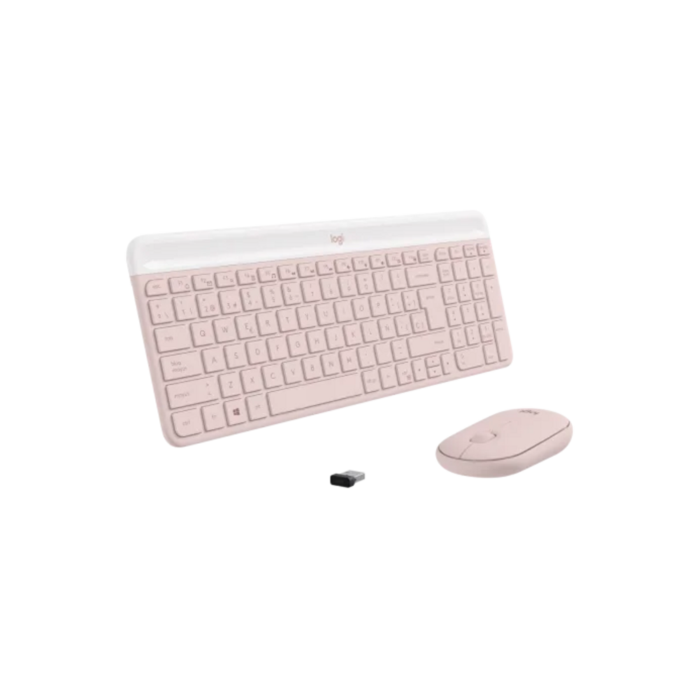 Kit Teclado Mouse Logitech Inalam Ultradelgado MK470 Rosa