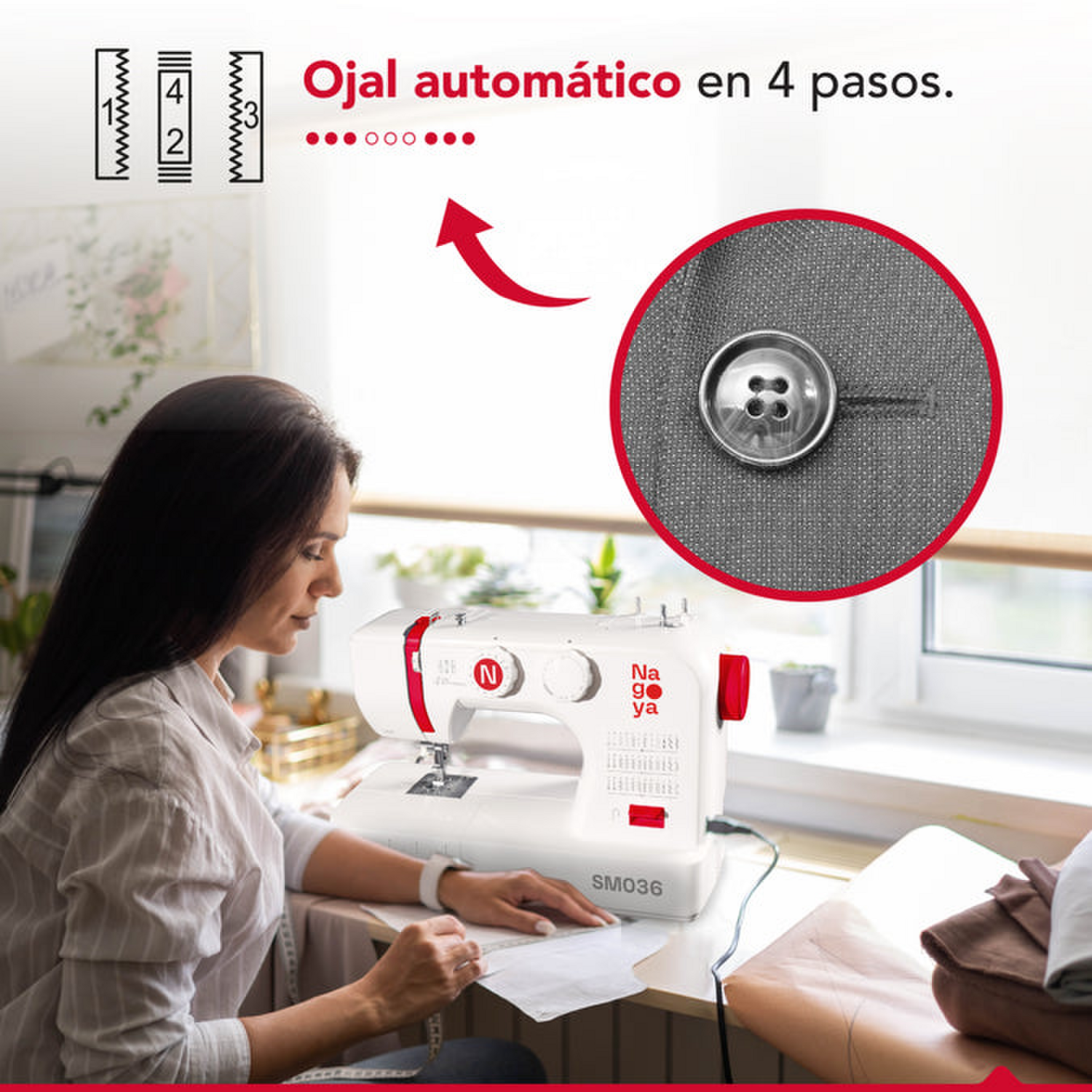 Máquina Coser Nagoya SM036 36 Puntadas Enhebrador Automático