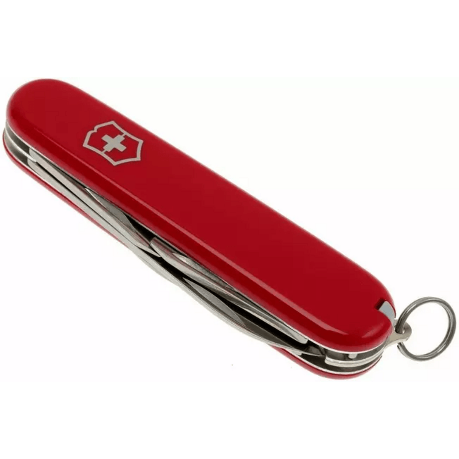 Navaja Cortapluma Victorinox Recruit 84mm 10 Funciones Roja en color rojo, diseñada para uso diario y actividades al aire libre.