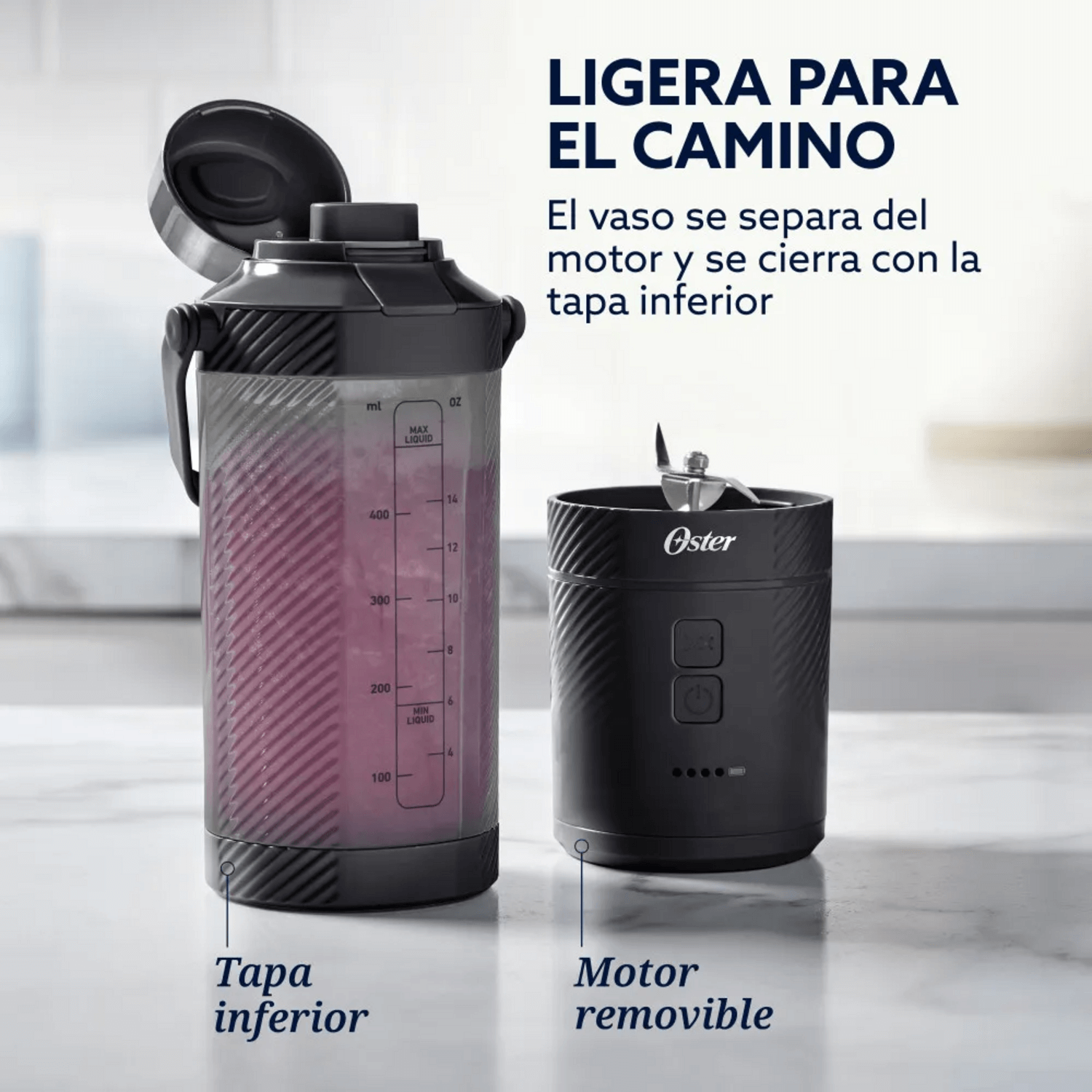 Licuadora Portatil Recargable USB-C Oster GoMax 590 ML Negro