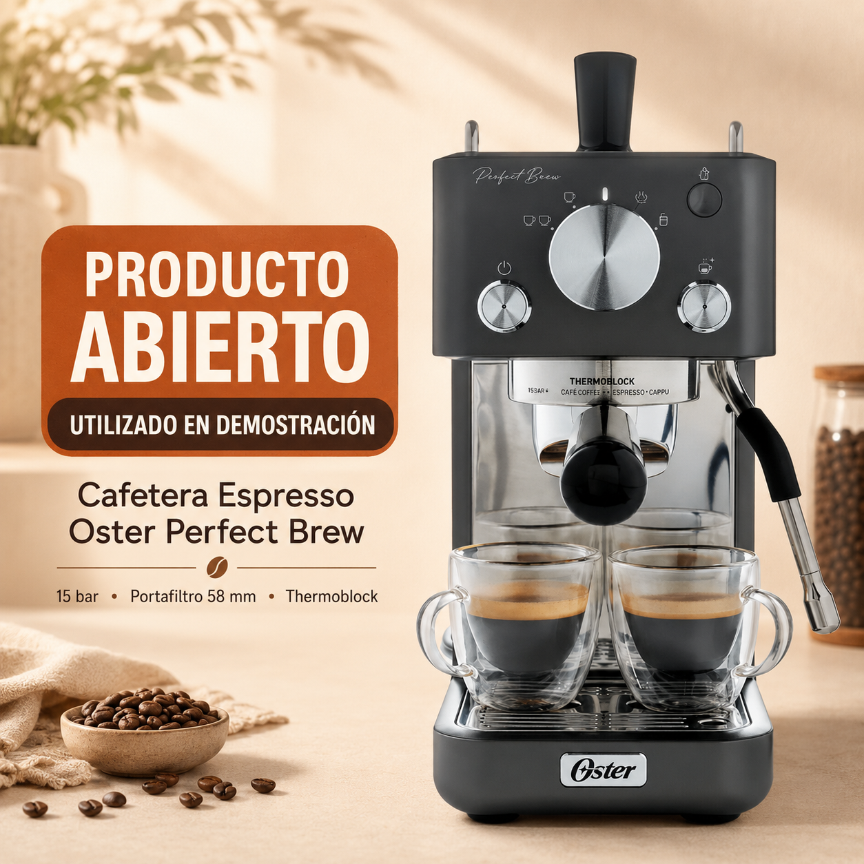 Cafetera Espresso Oster Perfect Brew Compacta Caja Abierta