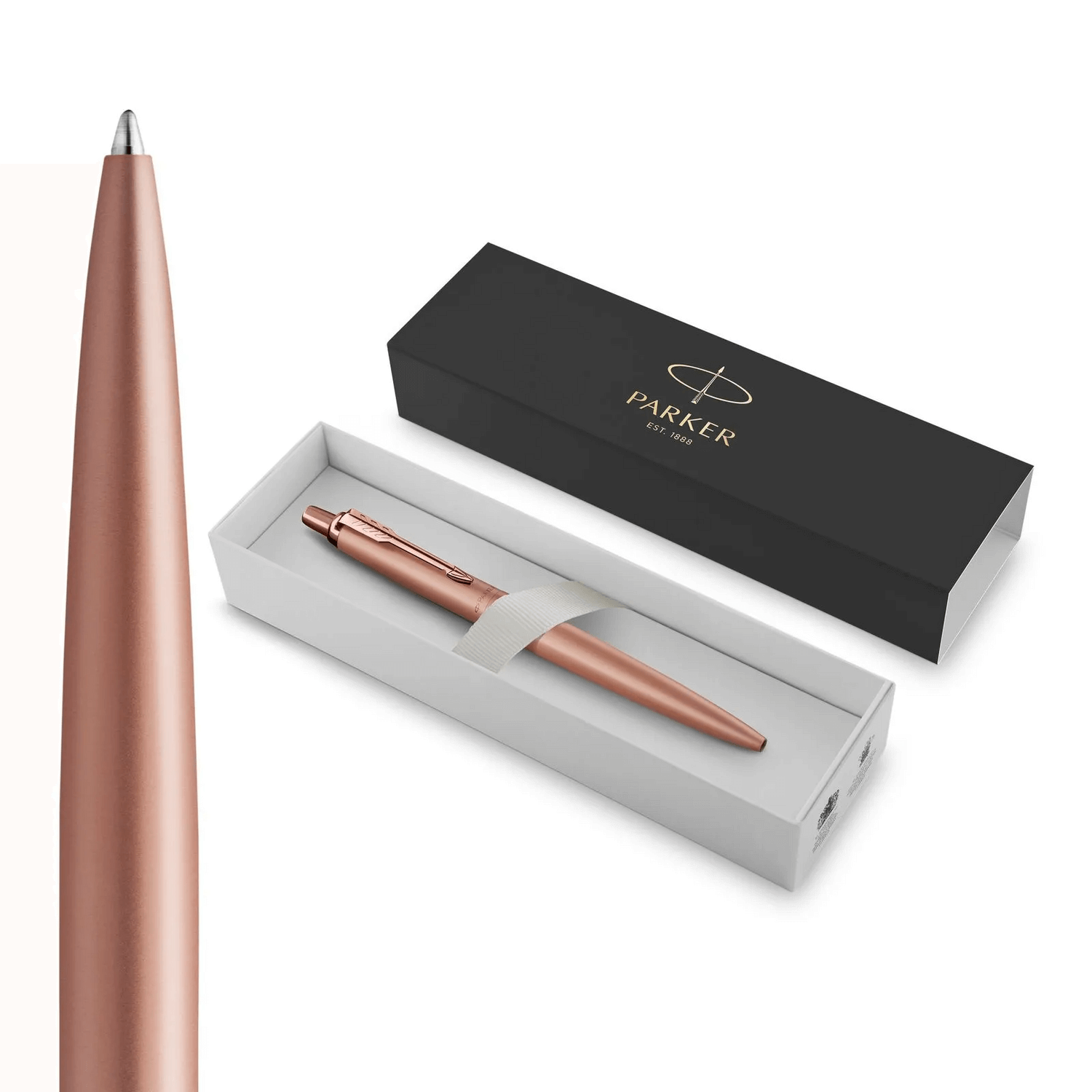 Bolígrafo Parker Jotter XL Gold Rosa en estuche elegante con tinta azul, ideal como regalo ejecutivo. New Horizons NHT