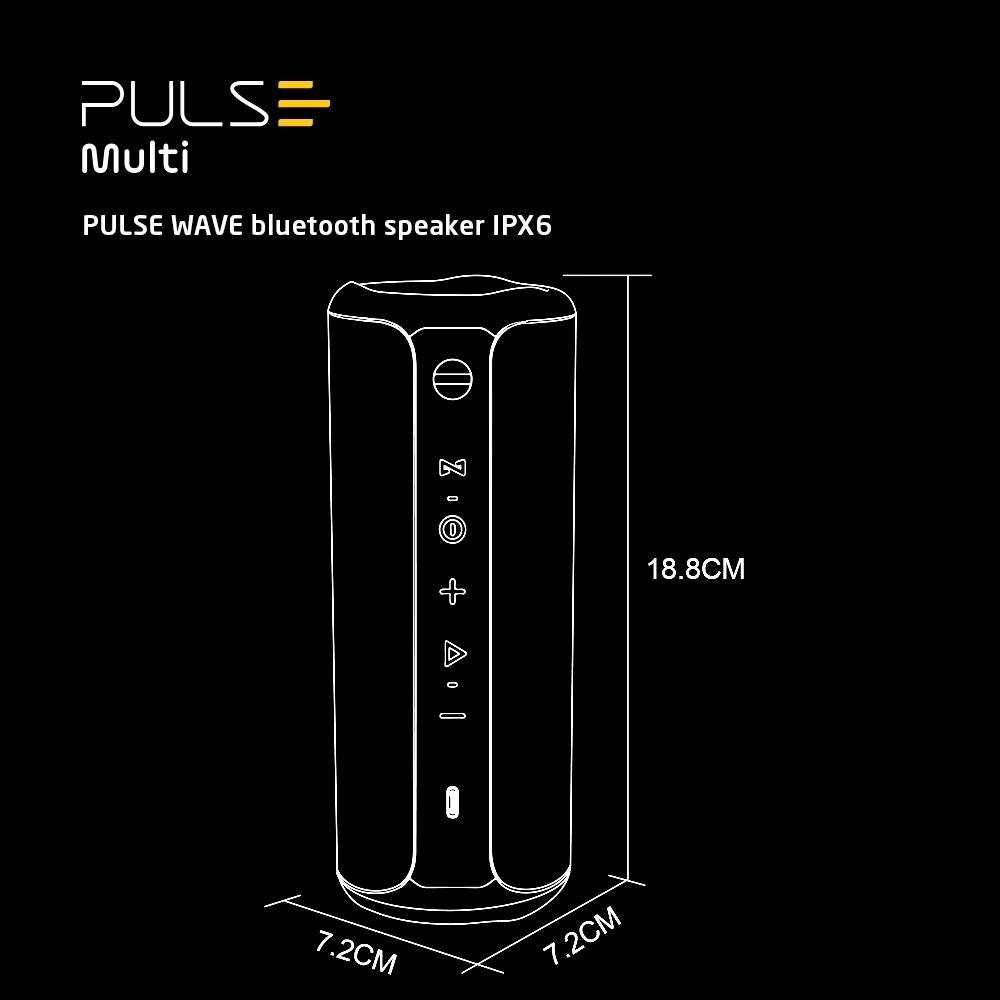 Parlante Portatil Bluetooth Pulse Wave3 Ipx6 Led SP608 7908414461956 by PULSE | New Horizons