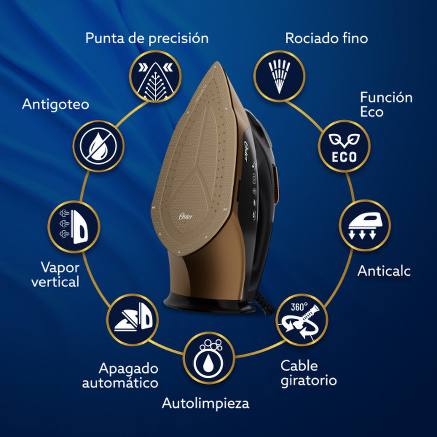 Plancha Oster PressXpress Base Diamante XL Vapor 240g