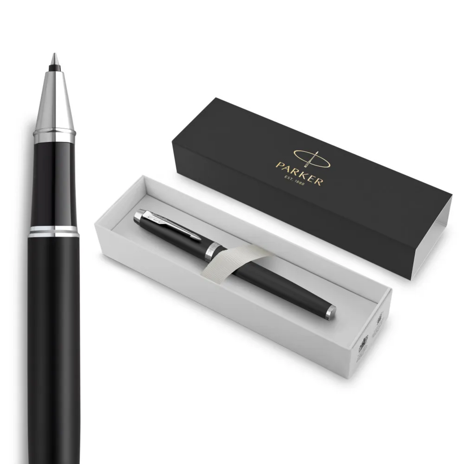 Boligrafo Rollerball Parker IM Essential negro mate con caja de presentación.