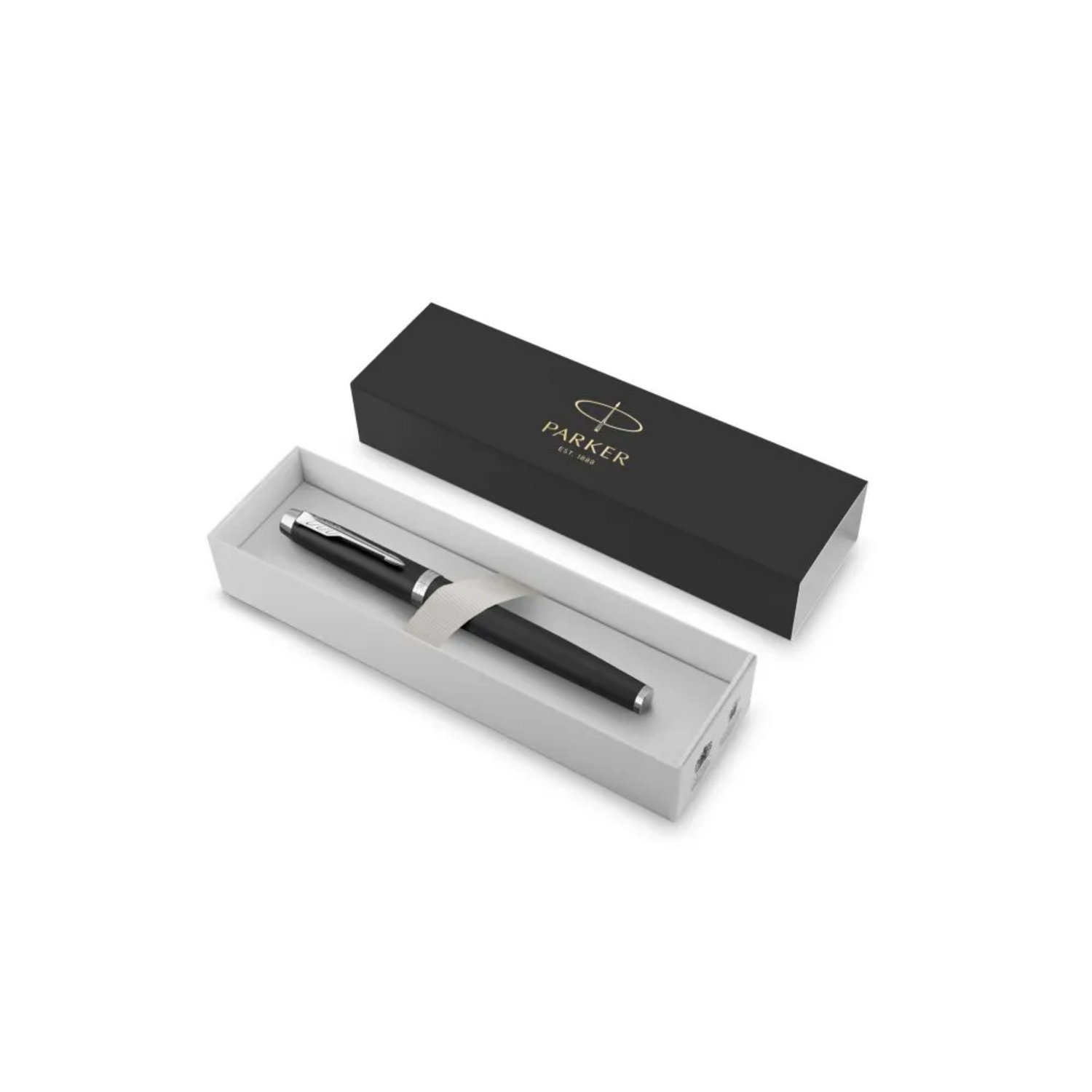 Boligrafo Rollerball Parker IM Essential Negro Mate en caja de regalo con logotipo de Parker.