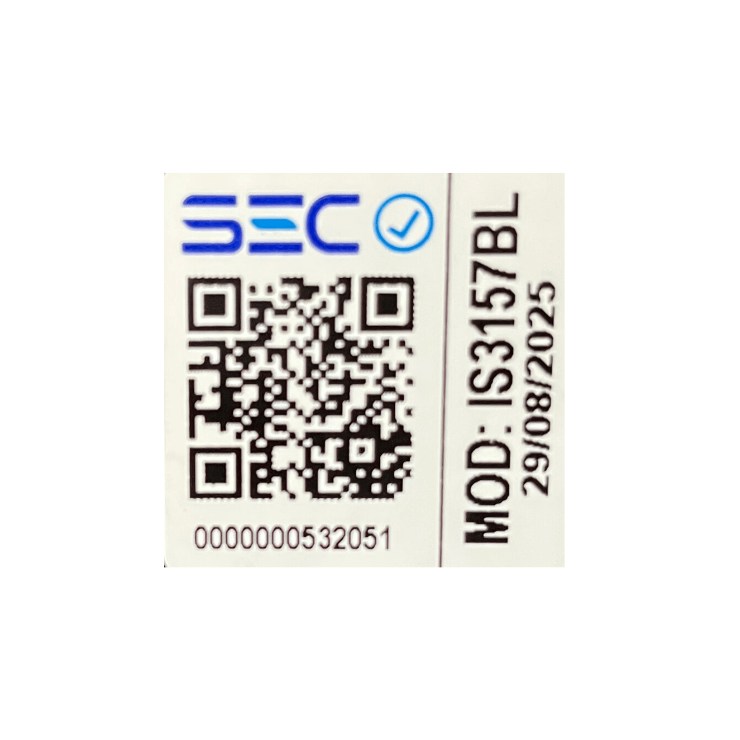 Código de producto SEC con número de serie 0000000532051 y código QR.