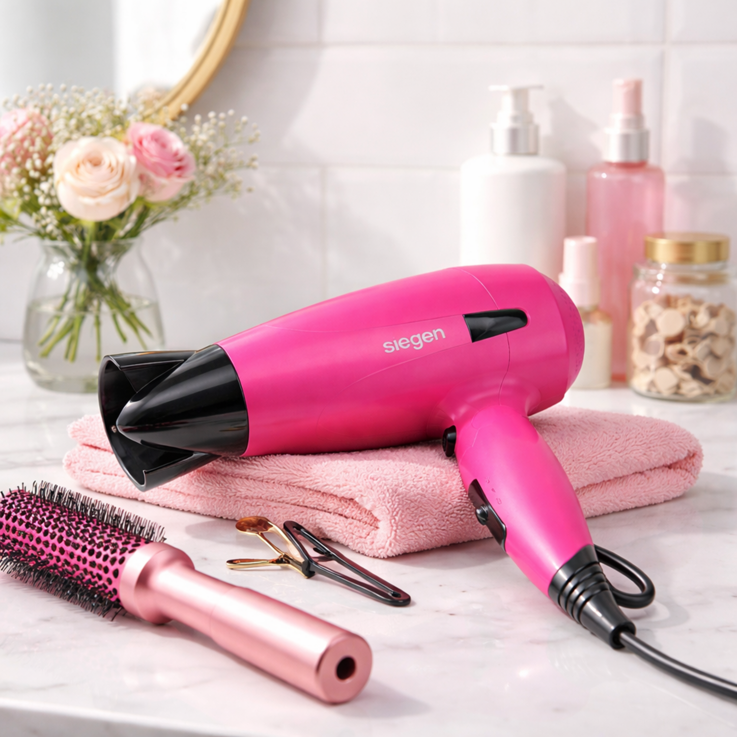 Secador de Pelo Viaje Plegable Siegen 2 Velocidades Fucsia