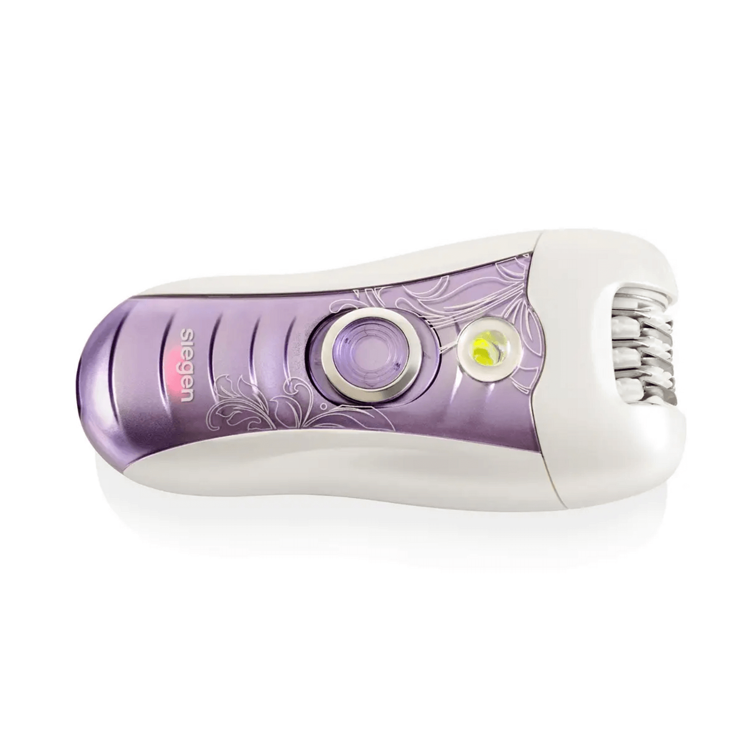 Depiladora Siegen SG-9003 Recargable 18 Pinzas Todo Cuerpo en color blanco y morado, diseñada para depilación eficaz.