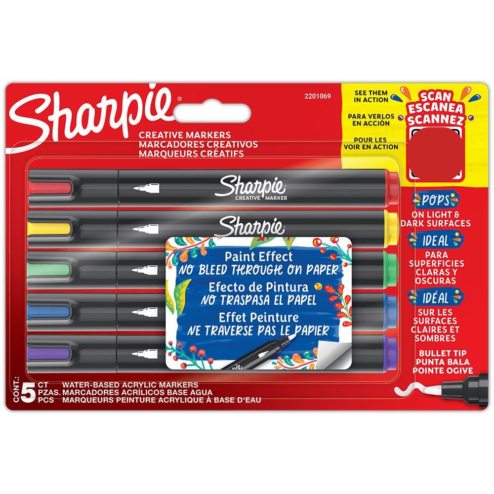 Set 5 Lapices Colores Acrilico Sharpie Base Agua