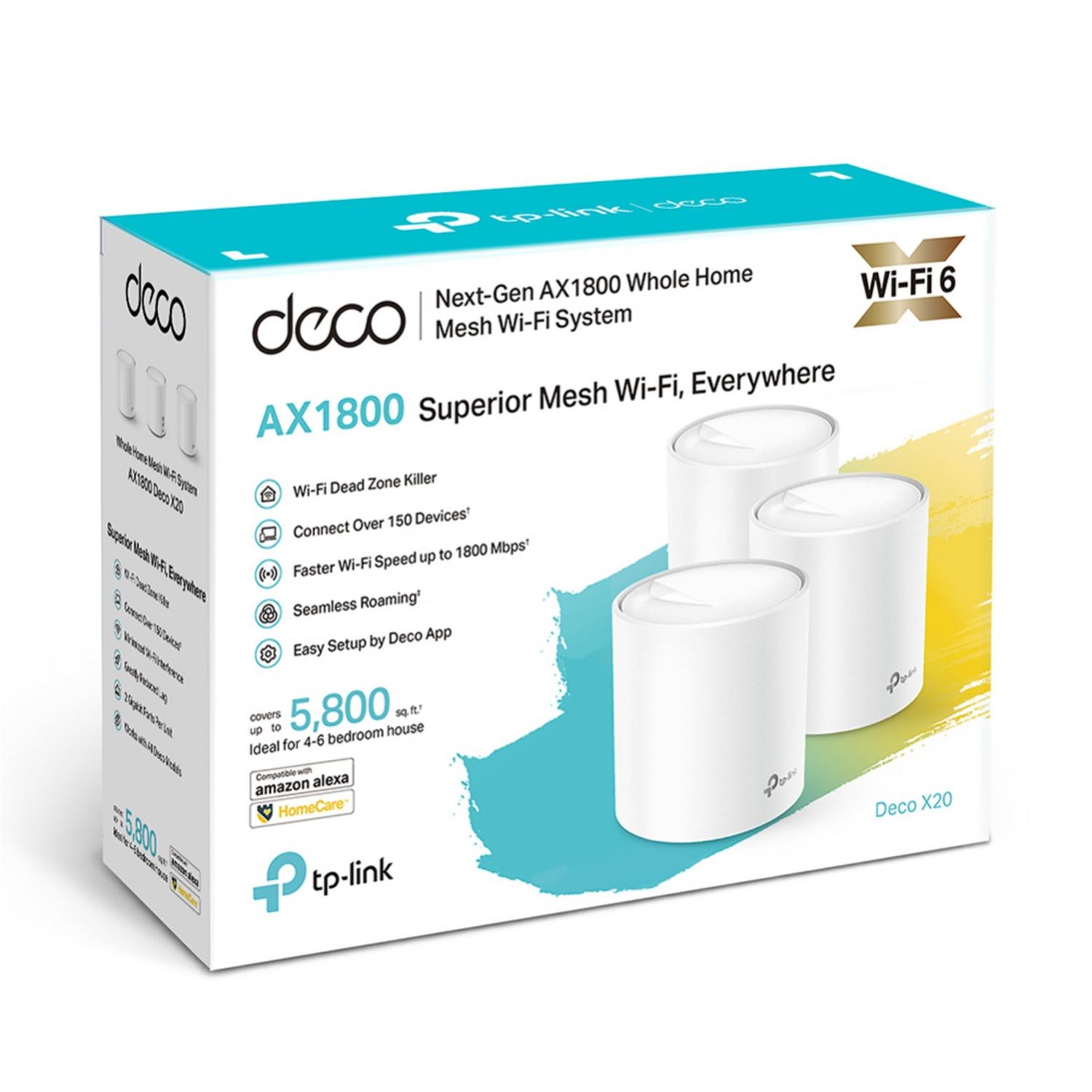 Sistema Tp-Link Mesh Deco X20 WiFi 6 AX1800 3 pack 6935364086947 by TP-Link | New Horizons