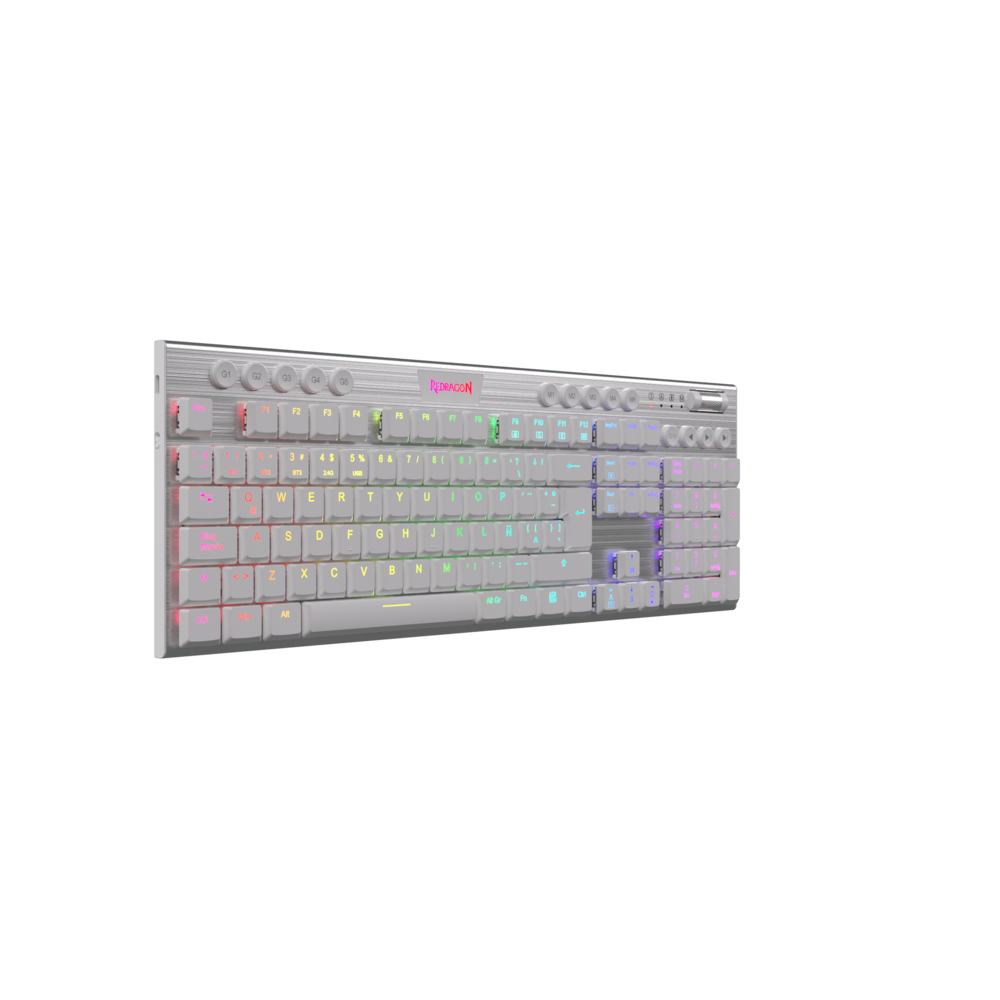 Teclado Gamer Redragon Horus Blanco Inalambrico K618WRGB 6950376713087 by Redragon | New Horizons