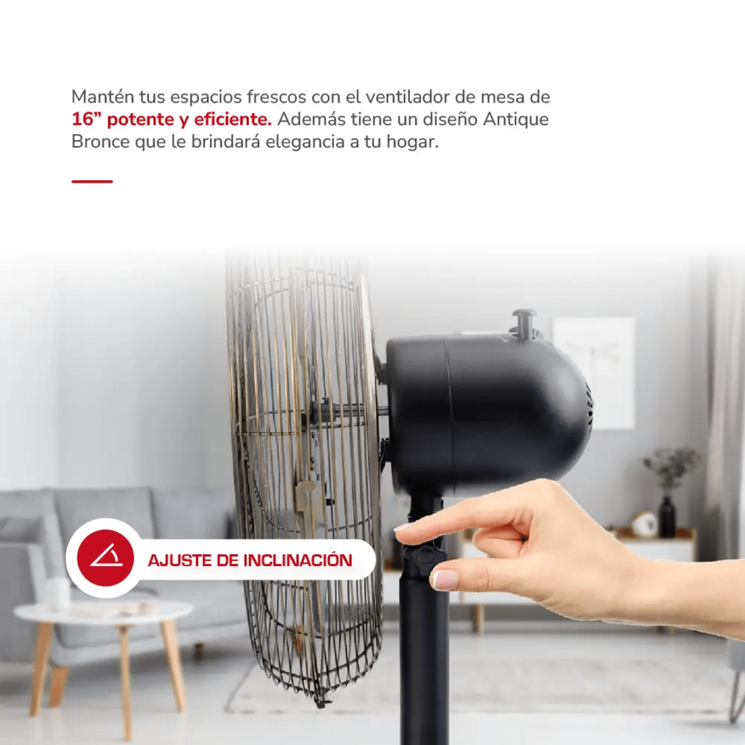 Ventilador Thomas TH-16BNM Pedestal Mesa 40cm 3 Veloc 50W con ajuste de inclinación y diseño Antique Bronce.