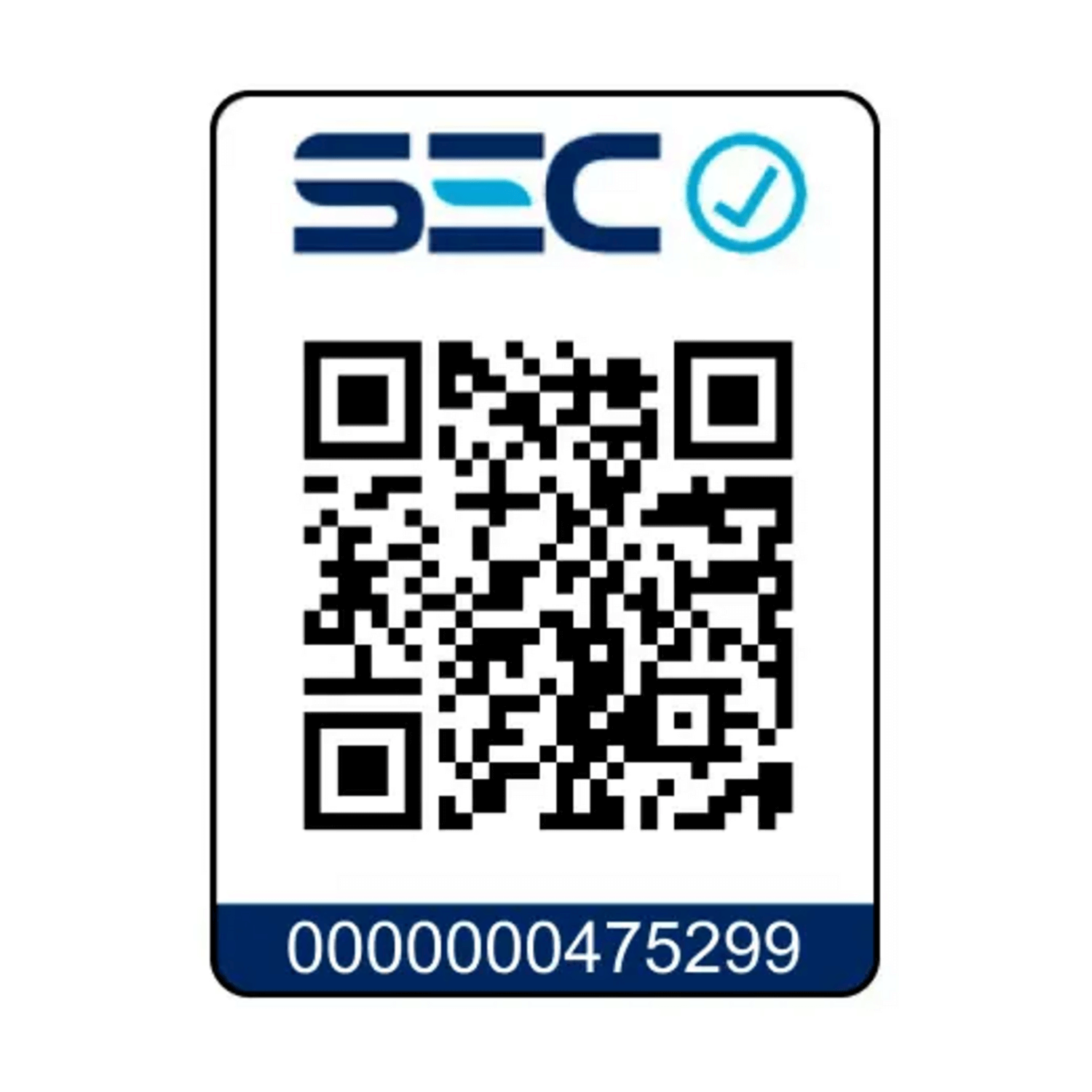 Código QR de validación con logo SEC y número 0000000475299